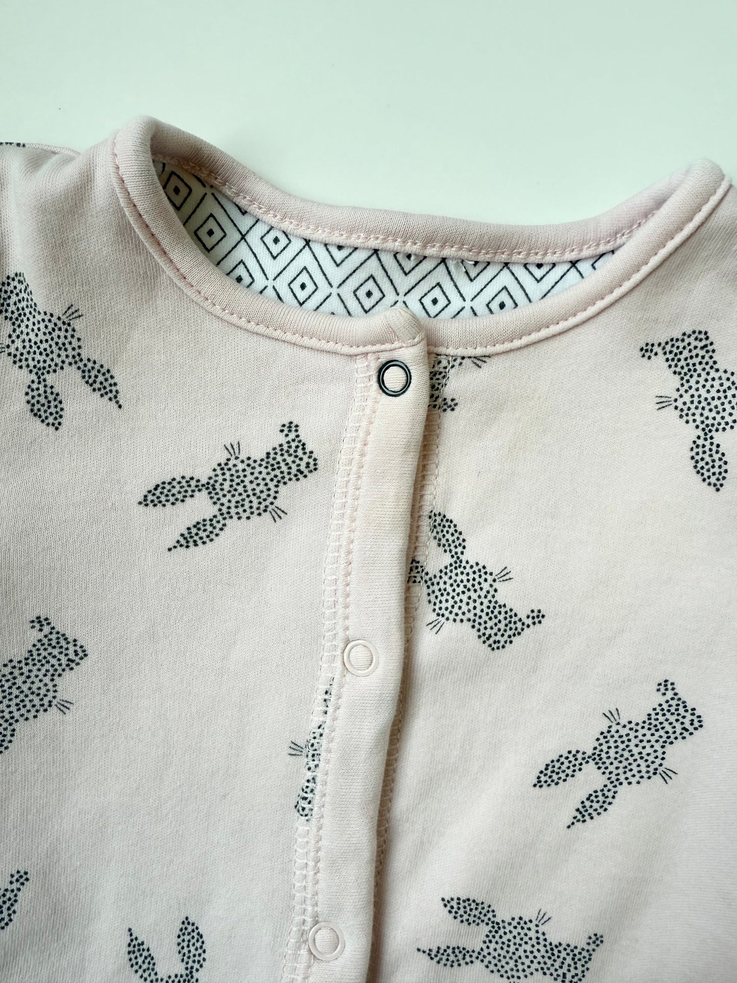 Petit Lem Pink Bunnies Reversible Button Up Sweater (0-3 Months)