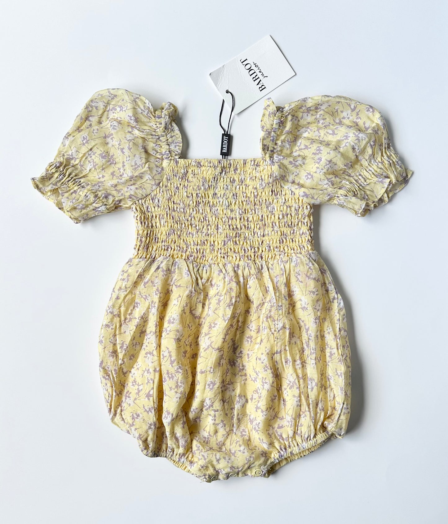 Bardot Junior Yellow & Purple Floral Fancy Romper - New (12-18 Months)
