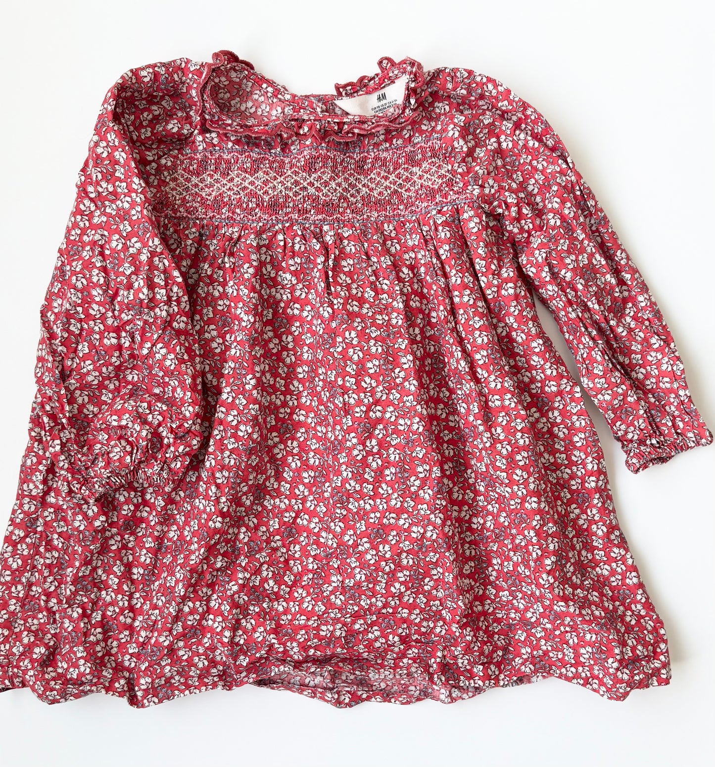 H&M Red Paisly Florals Long Sleeve Dress (2-3 Years)