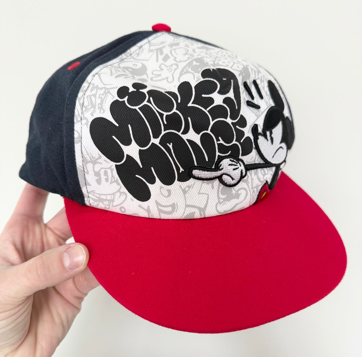 Adult Disney Parks Red & Navy Graffiti Mickey Mouse SnapBack Hat