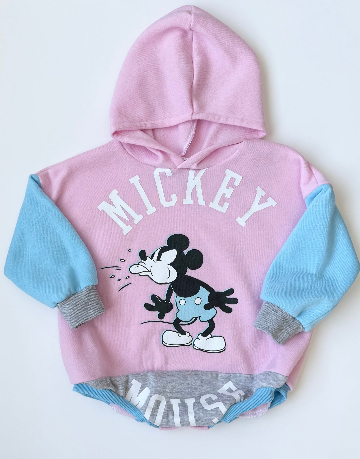 Northern Sewing Company Custom Upcycled Mickey Mouse Hooded Sweater Romper (3T)