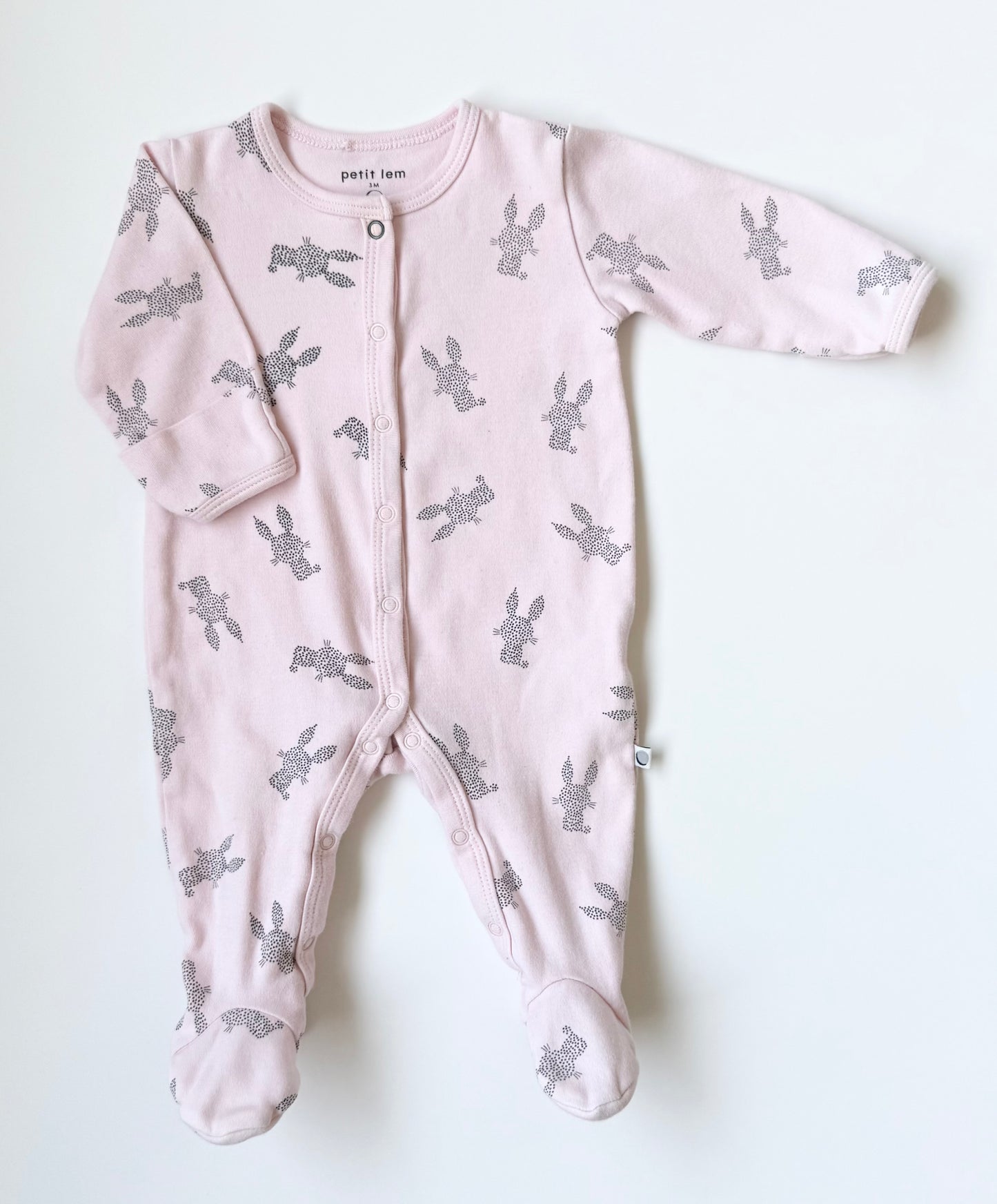Petit Lem Pink Bunnies Snap Sleeper (3 Months)