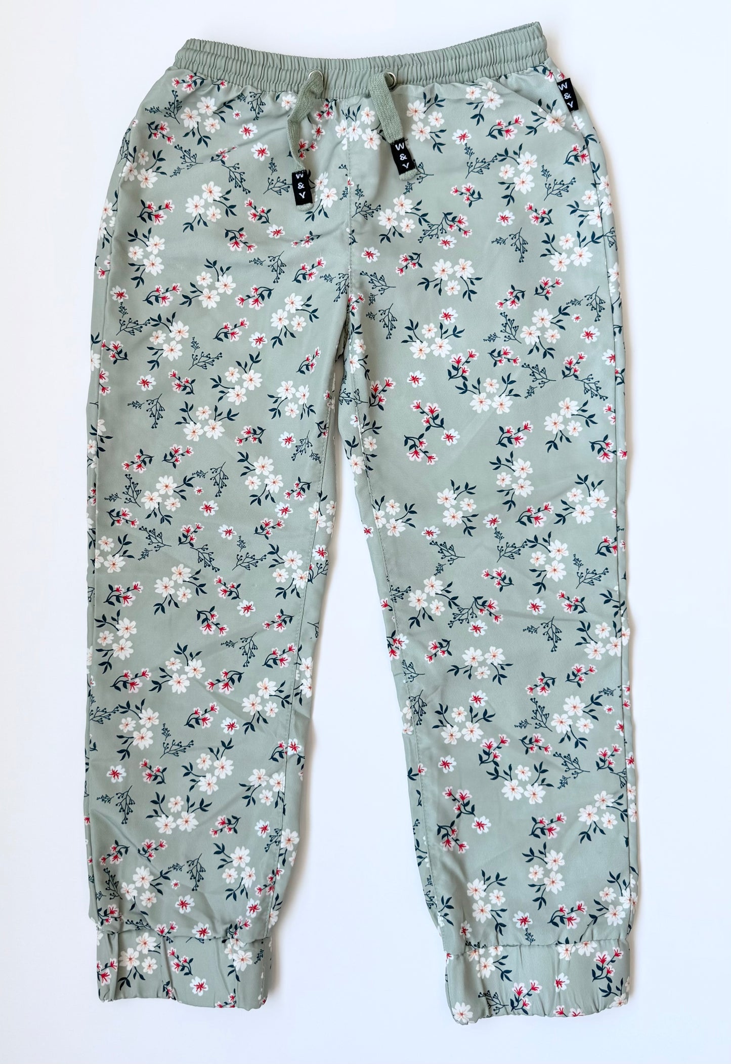 Will & You Green Floral Wind Pants (4T)