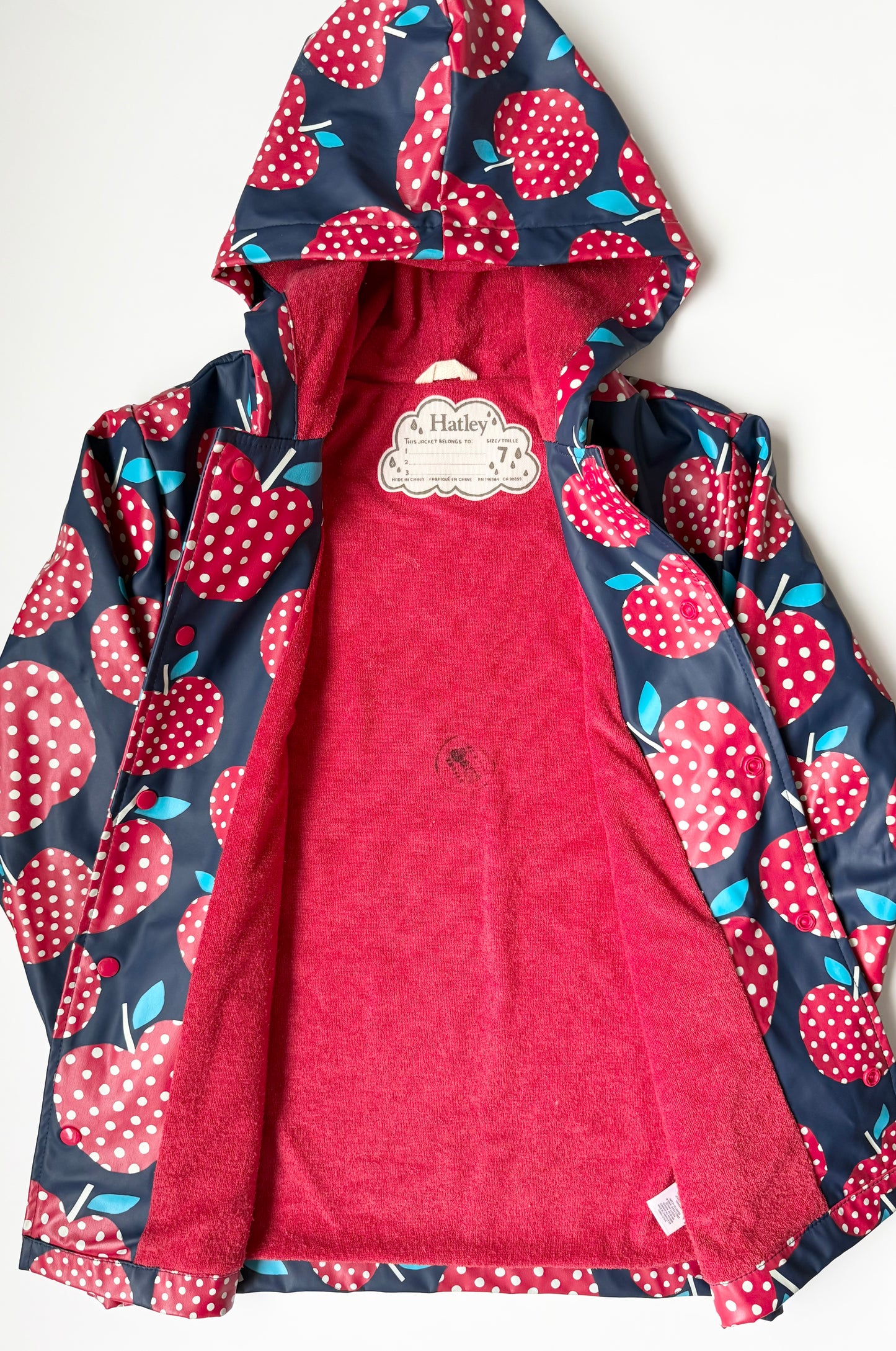 Hatley Navy & Red Apples Rain Jacket (7 Years)