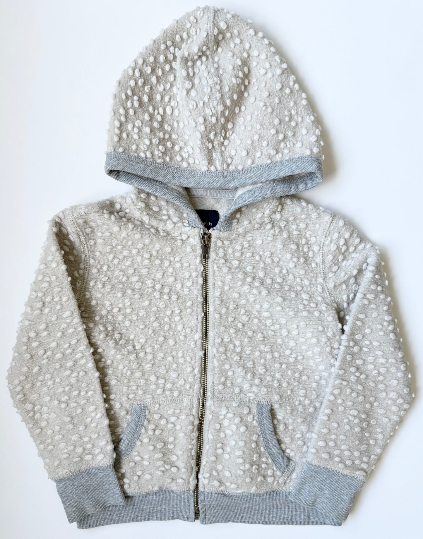 Gap Kids Beige & Grey Dimple Dot Textured Hoodie (6-7 Years)