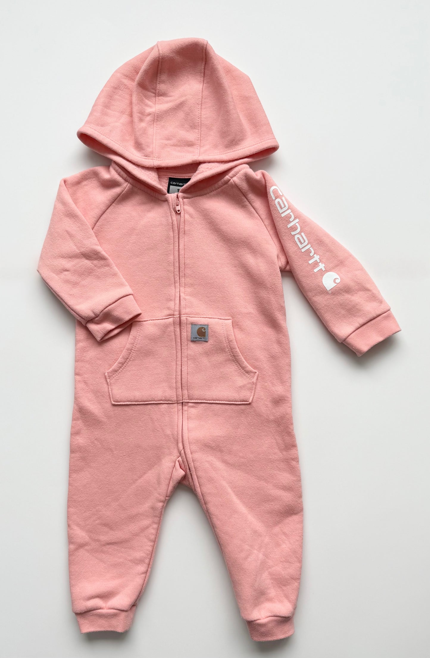 Carhartt Pink Long Sleeve Fleece Hooded Full Zip Coverall (9 Months)