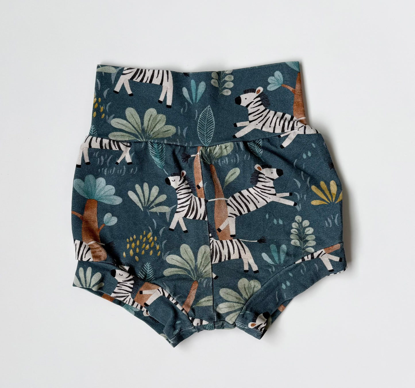 Handmade Blue Zebra Bummie Shorts (0-6 Months)