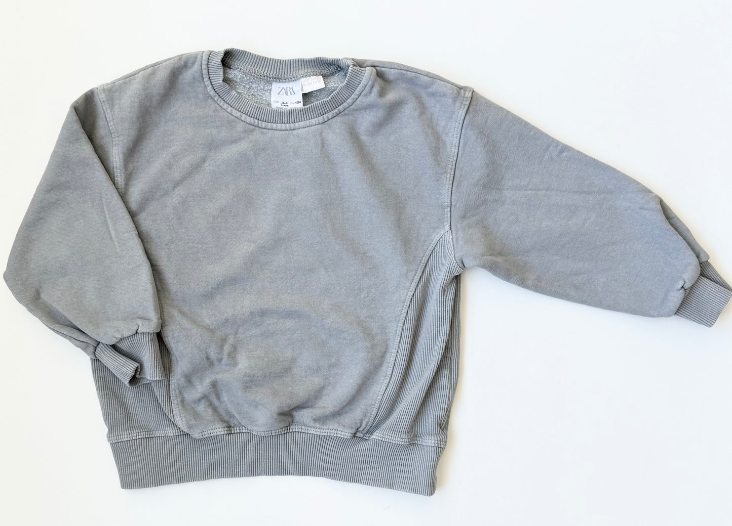 Zara Basic Grey Ribbed Crewneck Sweater (3-4 Years)