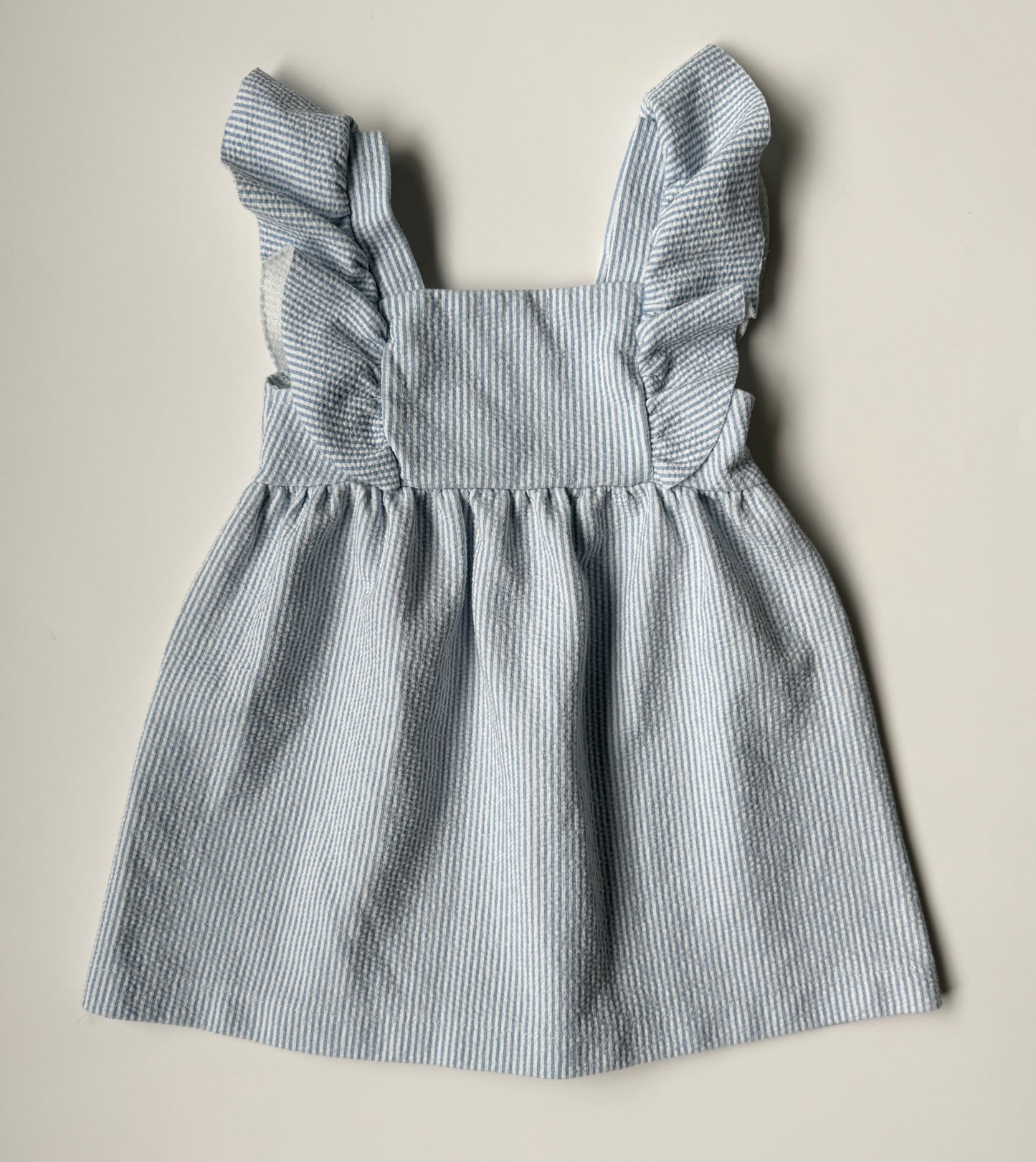 Zara Blue & White Stripped Flutter Sleeve Dress (12-18 Months)
