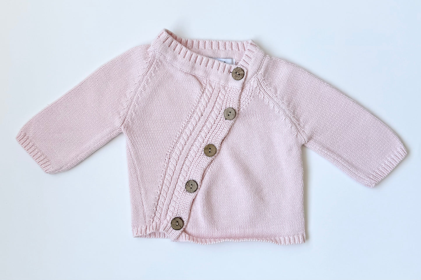 Beba Bean Pink Knit Button Front Sweater (6-12 Months)