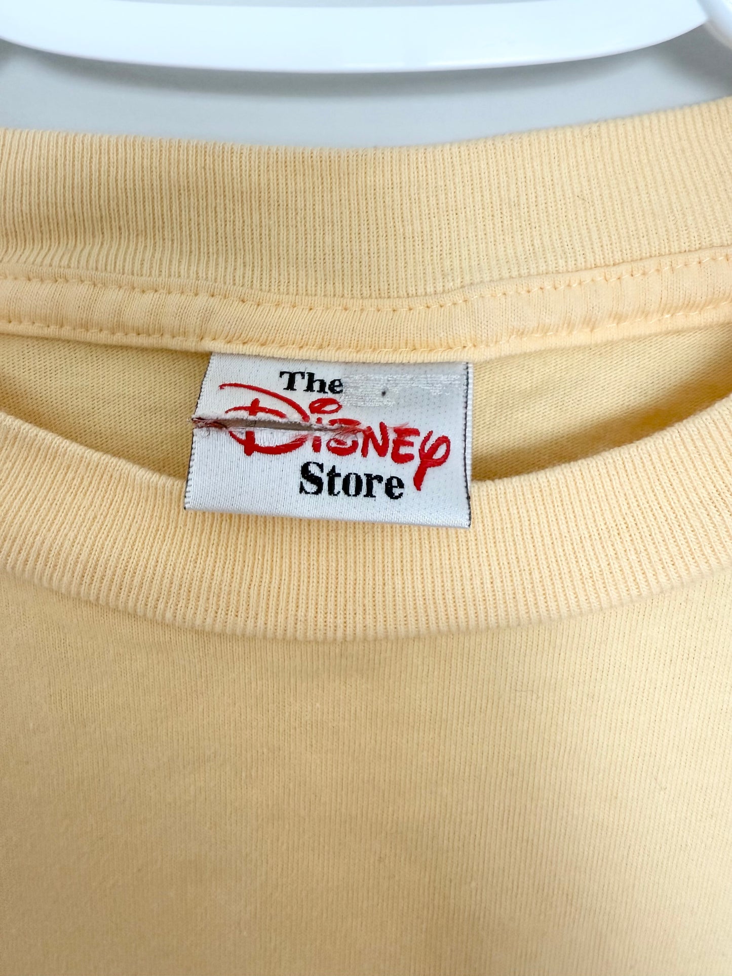 Women’s Vintage Disney Store Yellow Embroidered Lady & The Tramp T-Shirt (Large/Extra Large)