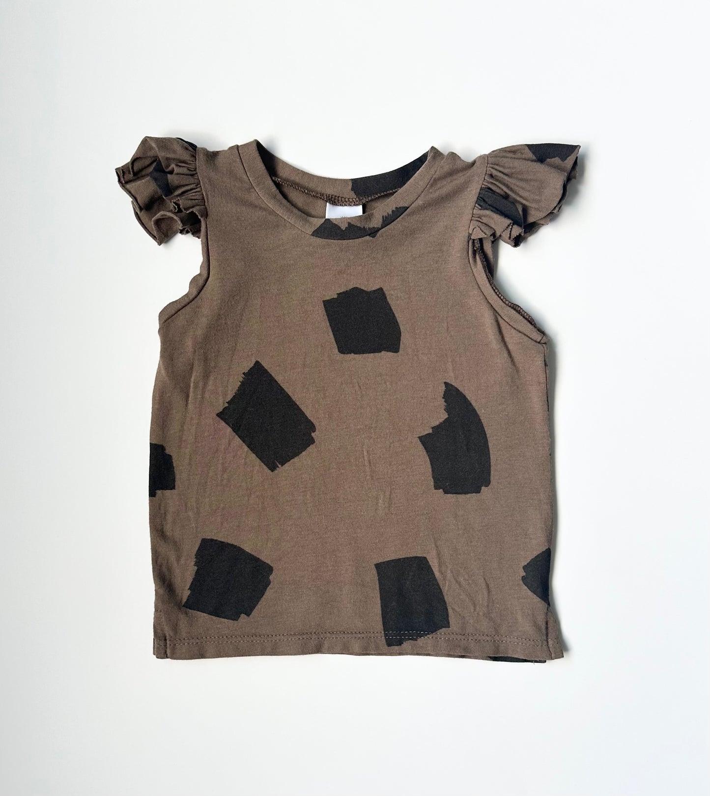 Posh & Cozy Brown & Black Cynthia Ruffle Shoulder Tank Top (18-24 Months)