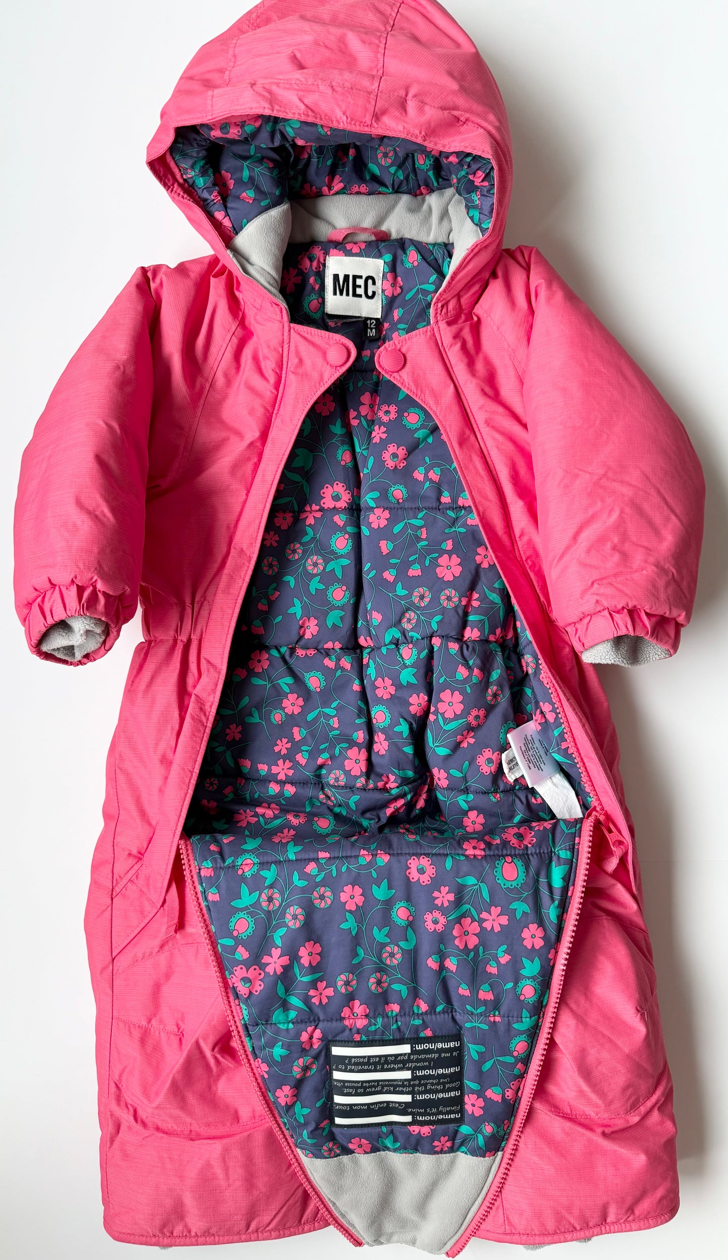 MEC Hot Pink Floral Interior Toaster Suit (12 Months)