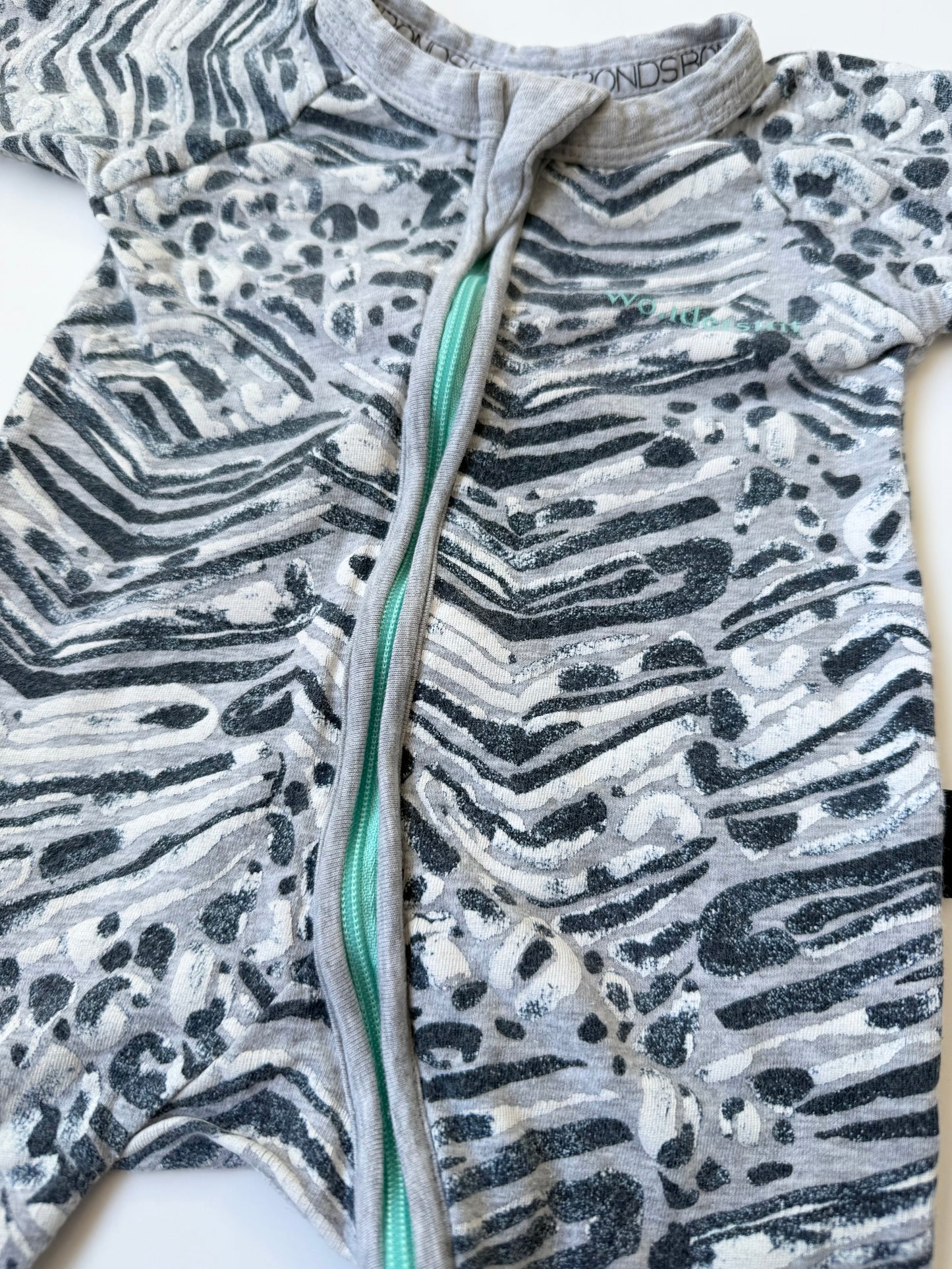 Bonds Wondersuit Grey & Navy Sleeper Romper (Newborn)