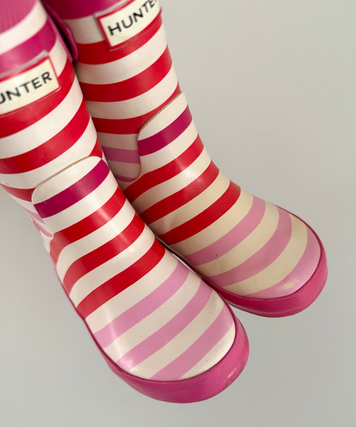 Hunter Pink Striped Rubber Boots (7)