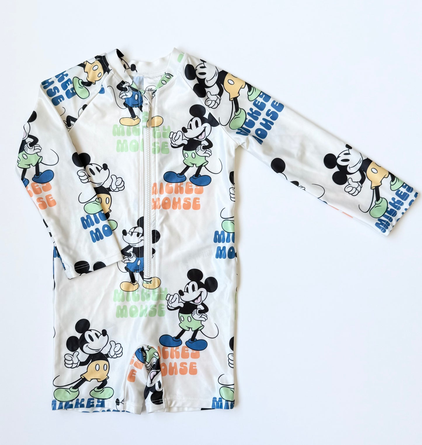 H&M Disney Mickey Mouse Long Sleeve/Short Bottoms Rashguard Swimsuit (6-12 Months)