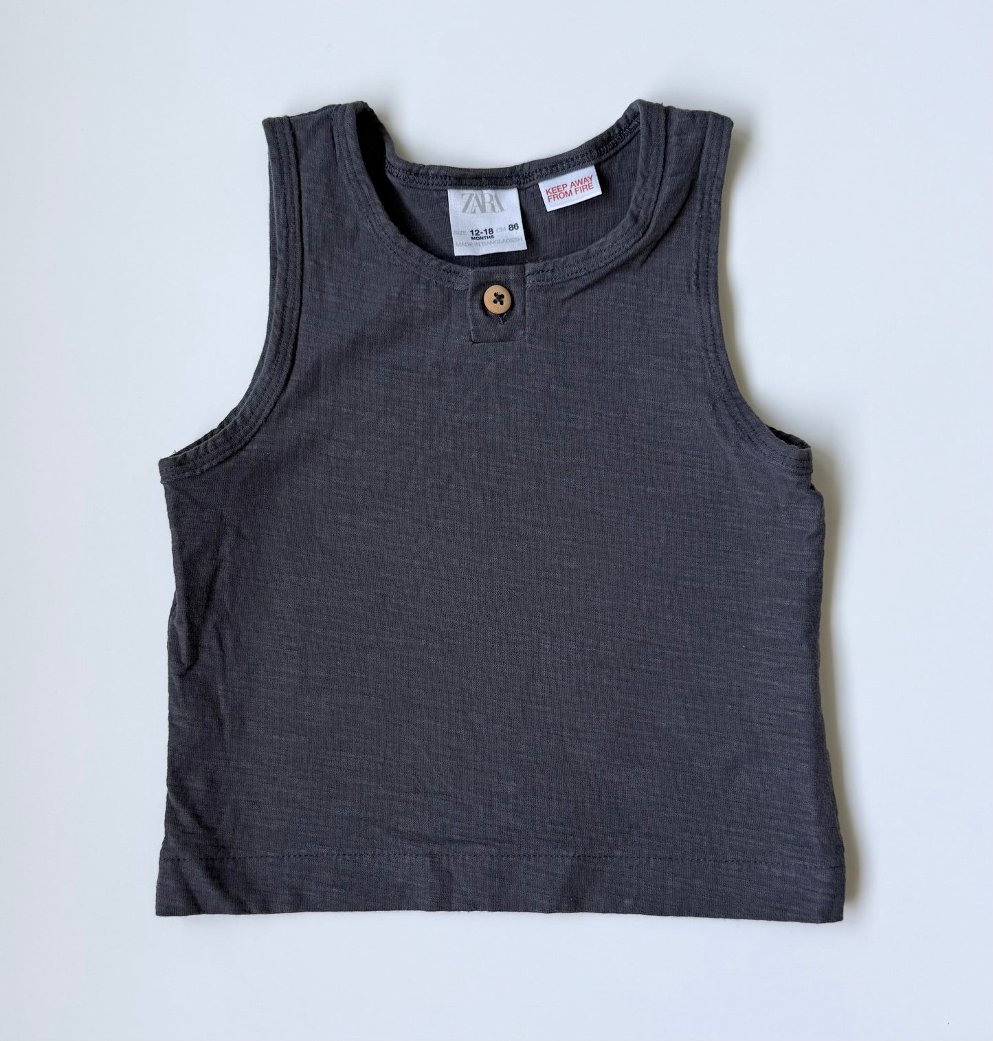 Zara Dark Grey One Button Tank Top (12-18 Months)