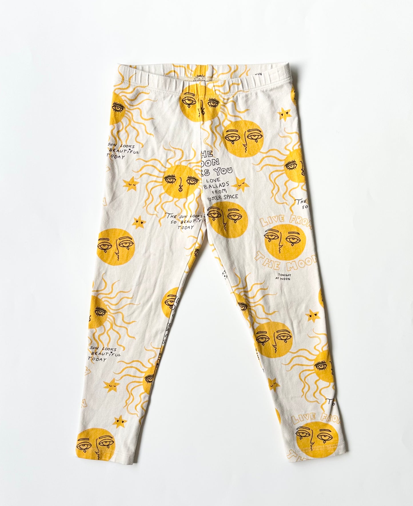 Mini Rodini White Moon & Sun Long Sleeve & Leggings Matching Set in Yellow (2-3 Years)