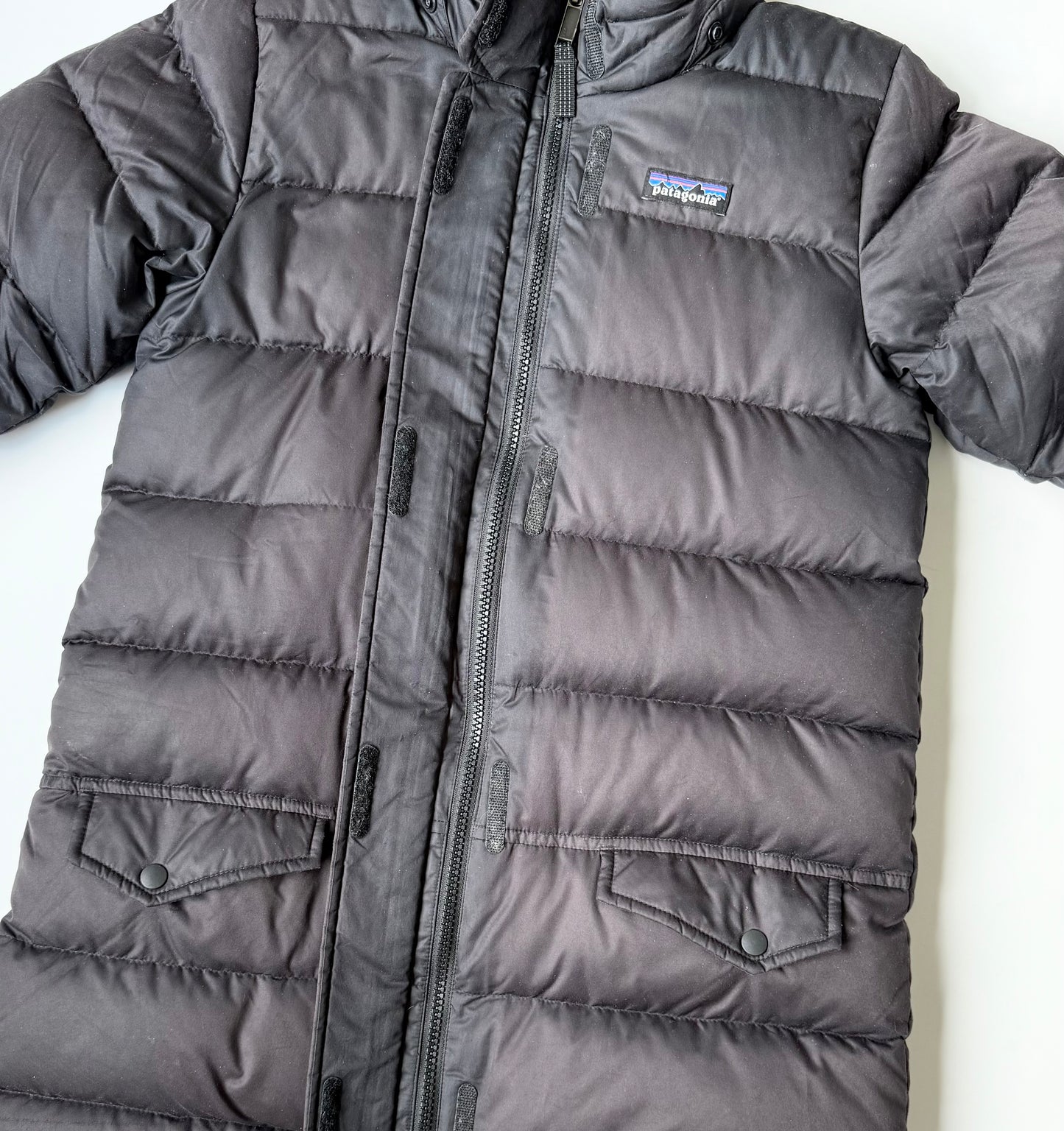 Patagonia Down For Fun Black Puffer Long Winter Coat (7-8 Years - Small)