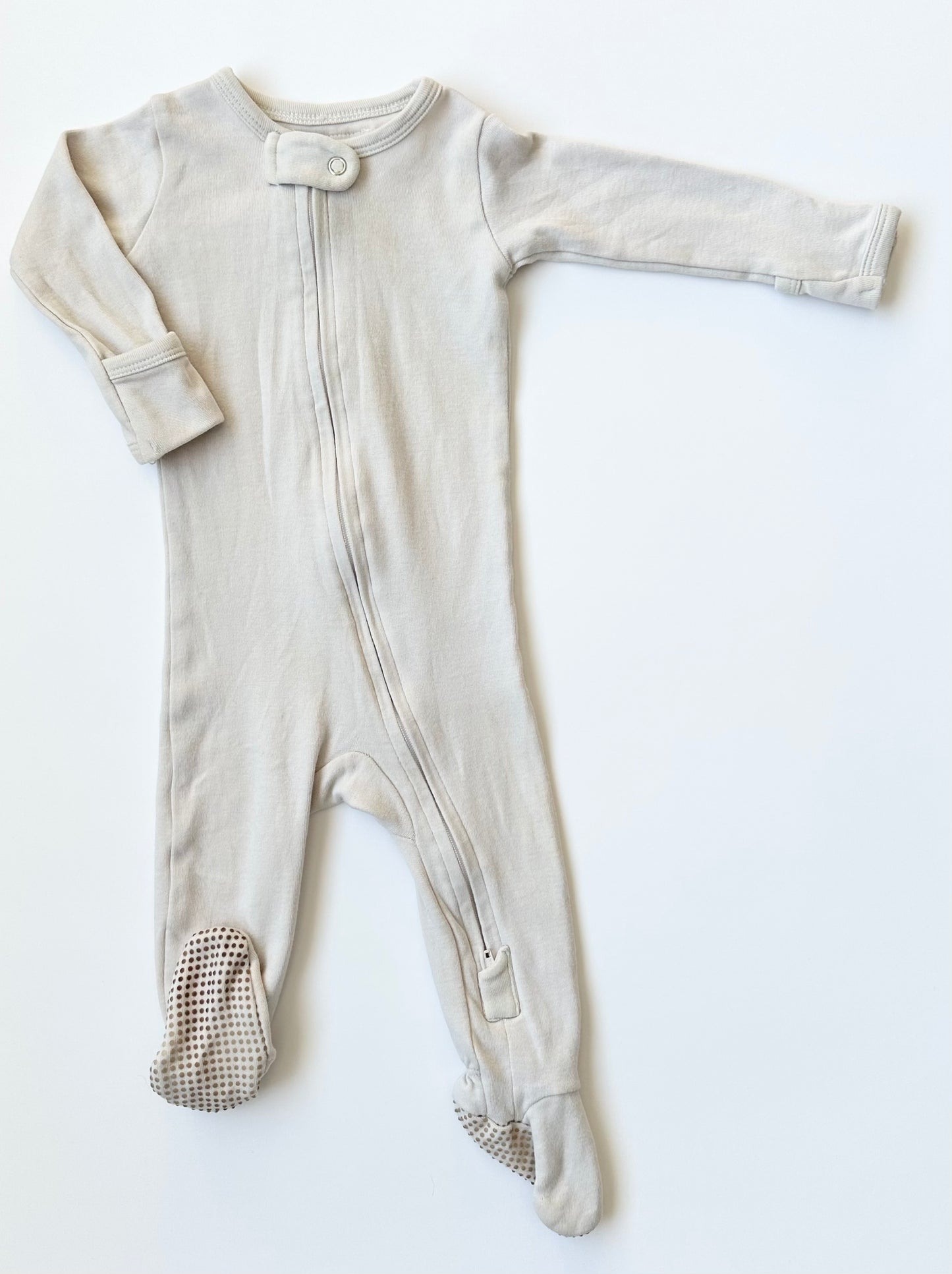 L’oved Baby Off White Zipper Footed Sleeper (3-6 Months)