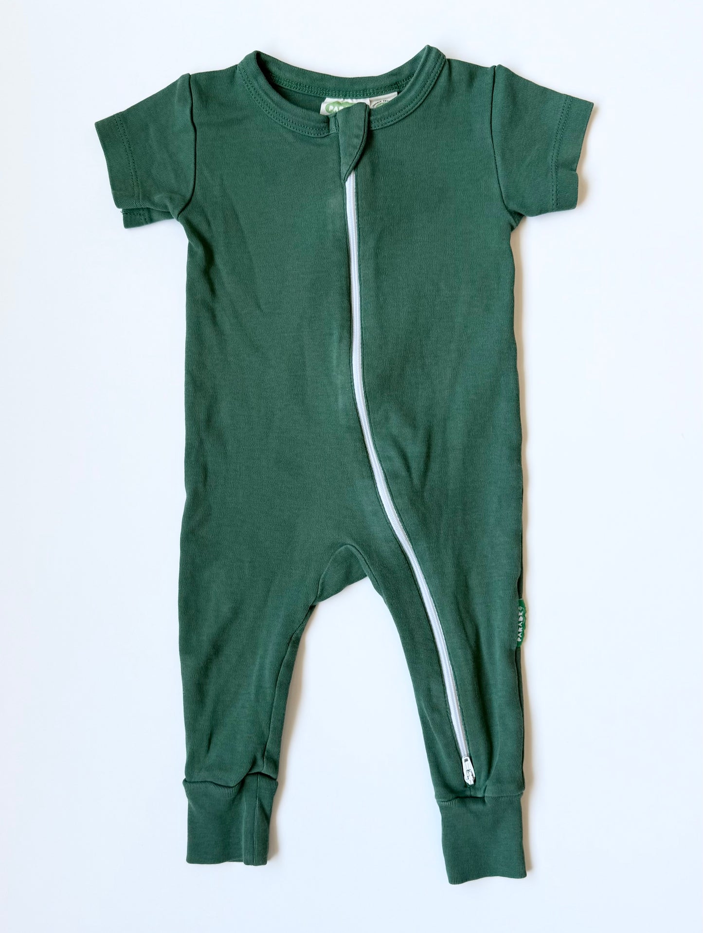 Parade Organics Dark Green Short Sleeve Sleeper Romper (3-6 Months)