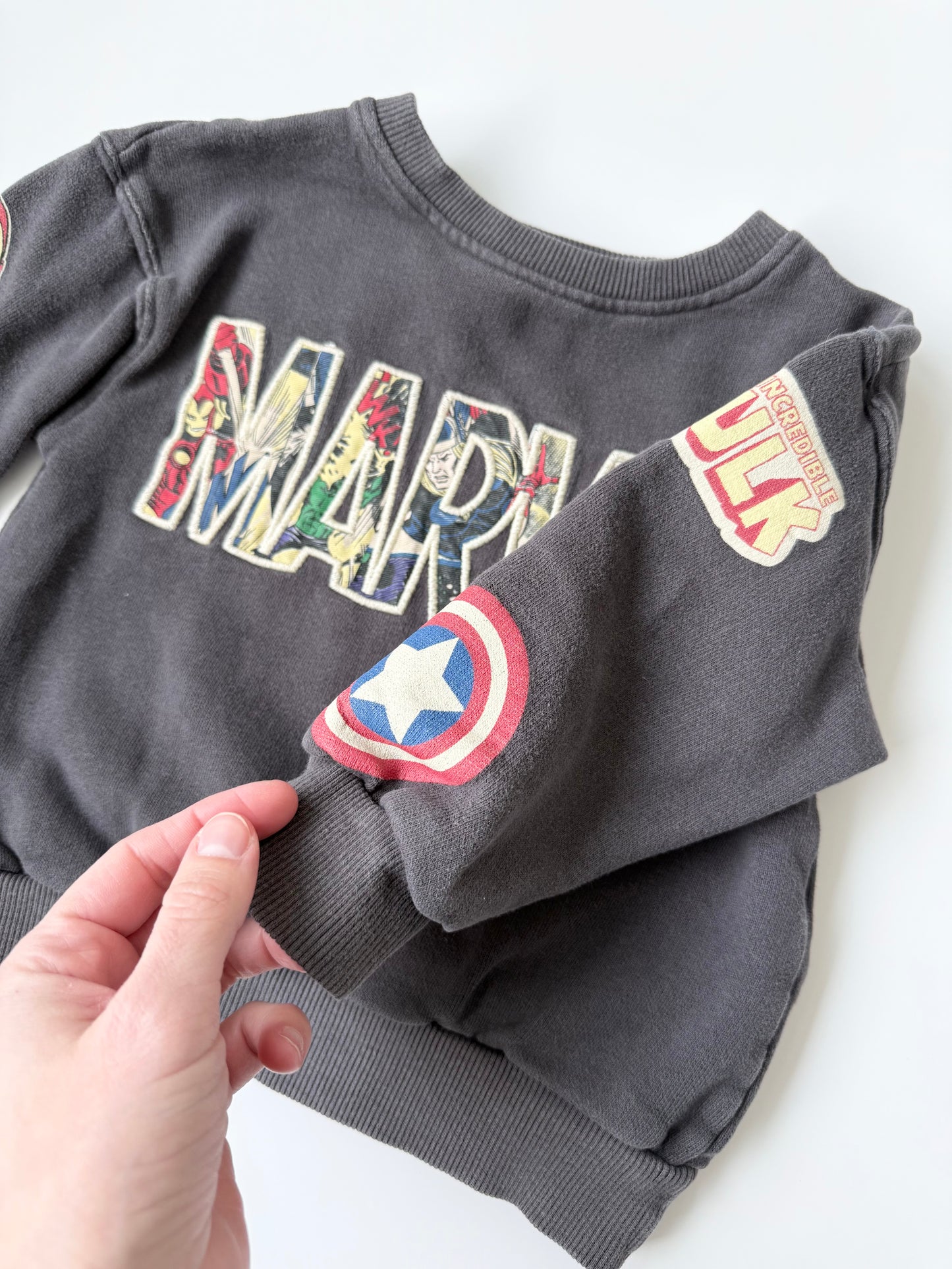 Zara x Marvel Dark Grey “Marvel” Characters Crewneck Sweater (18-24 Months)