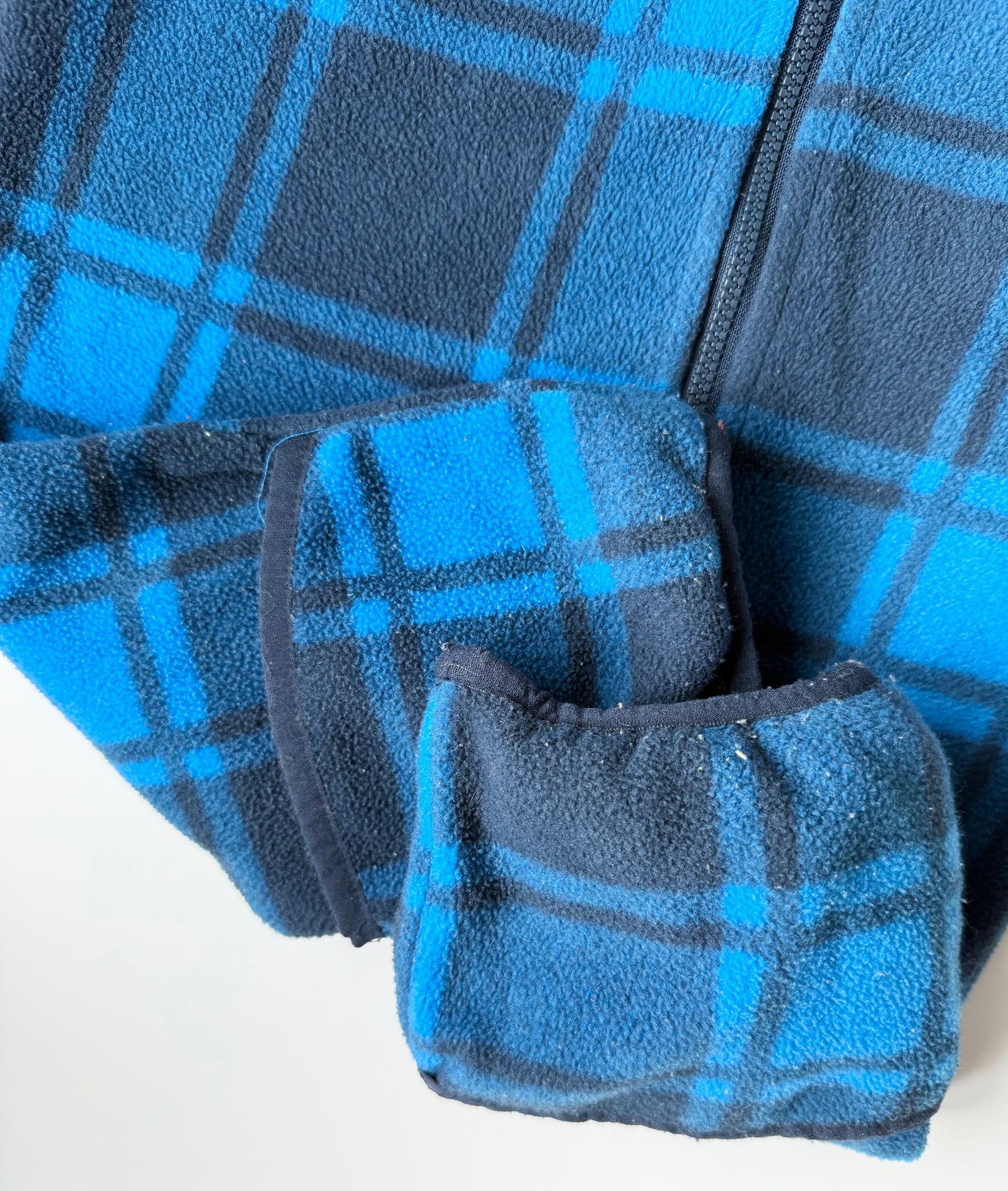 Columbia Blue Plaid Fleece Bunting Suit (12-18 Months)