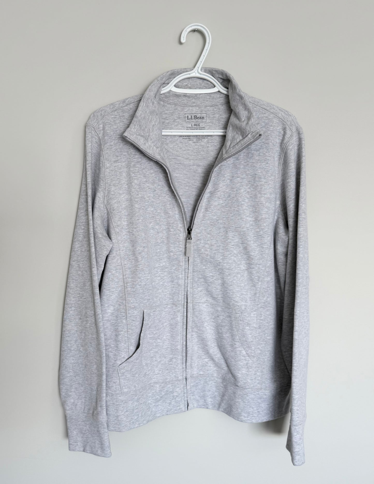 Women’s L.L. Bean Grey Ultrasoft Mock-Neck Zip Up Sweater (Large)