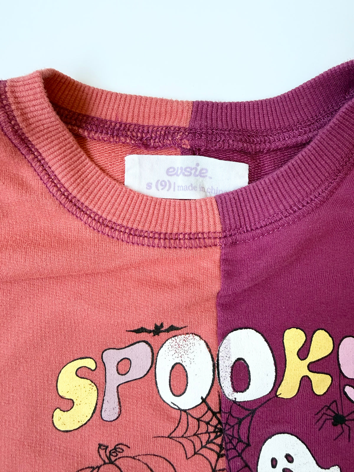 Evsie Orange & Maroon Halloween “Spooky Vibes” Sweater (5/6 Years)