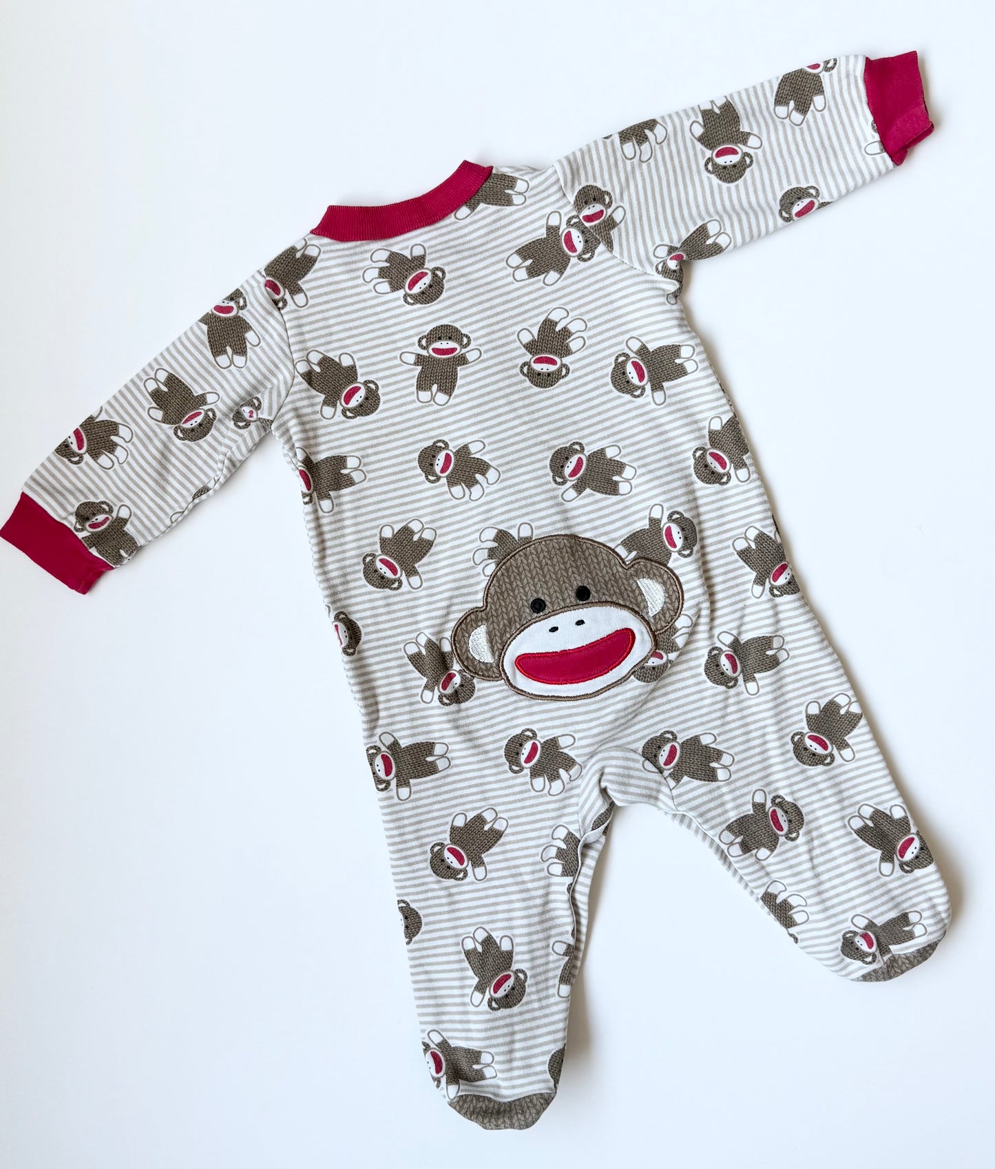 Baby Starters Brown & Red Sock Monkey Snap Sleeper (6 Months)