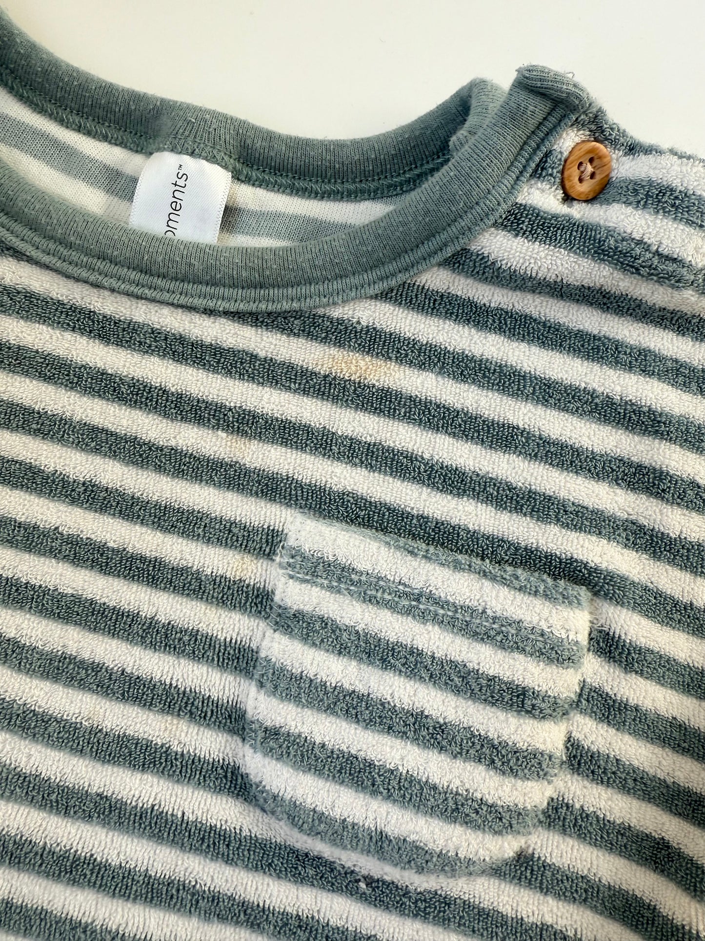 Modern Moments Blue & White Stripped Terry T-Shirt & Shorts Set (24 Months)