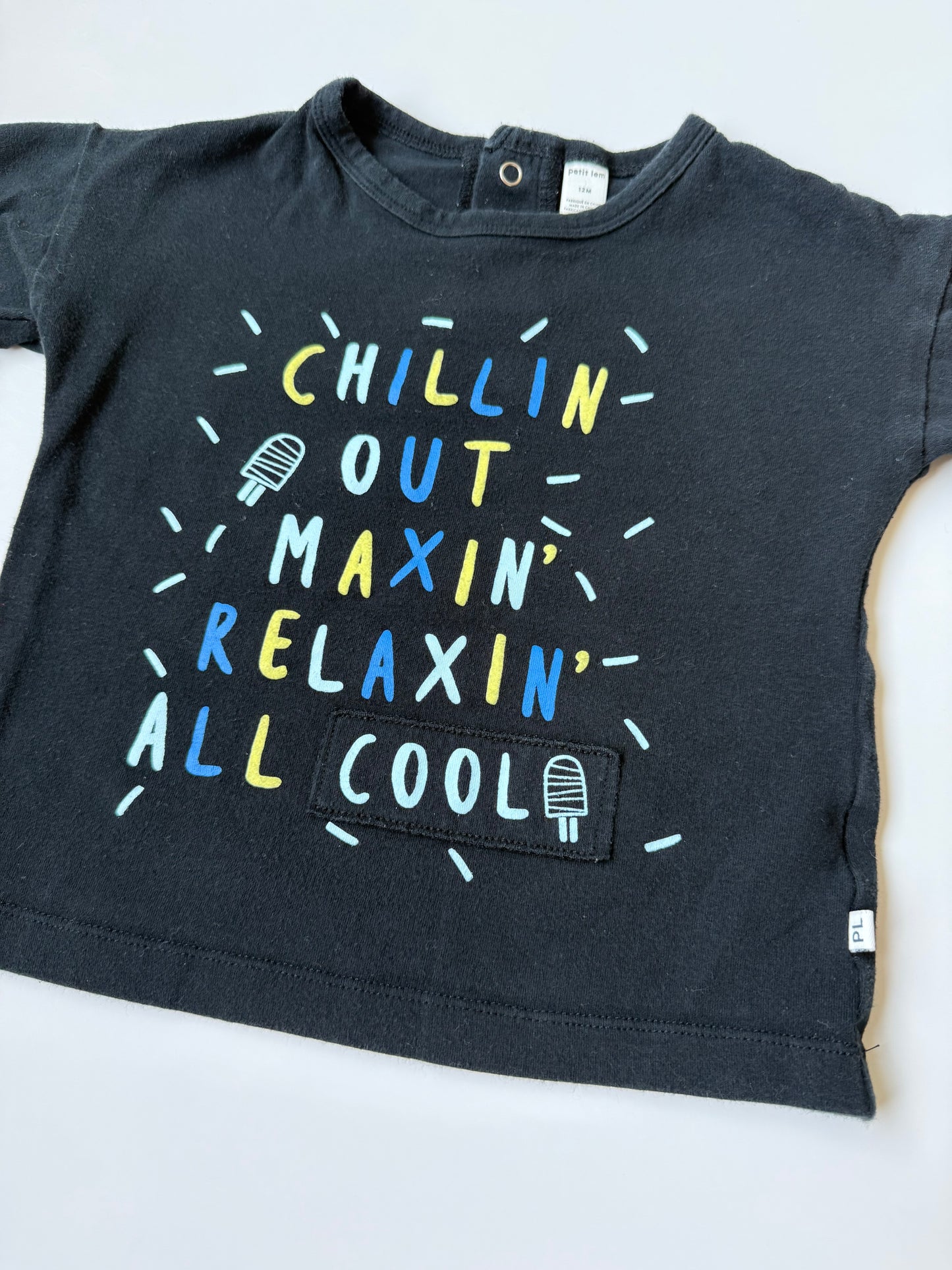 Petit Lem Black ”Chillin Out” T-Shirt (12 Months)