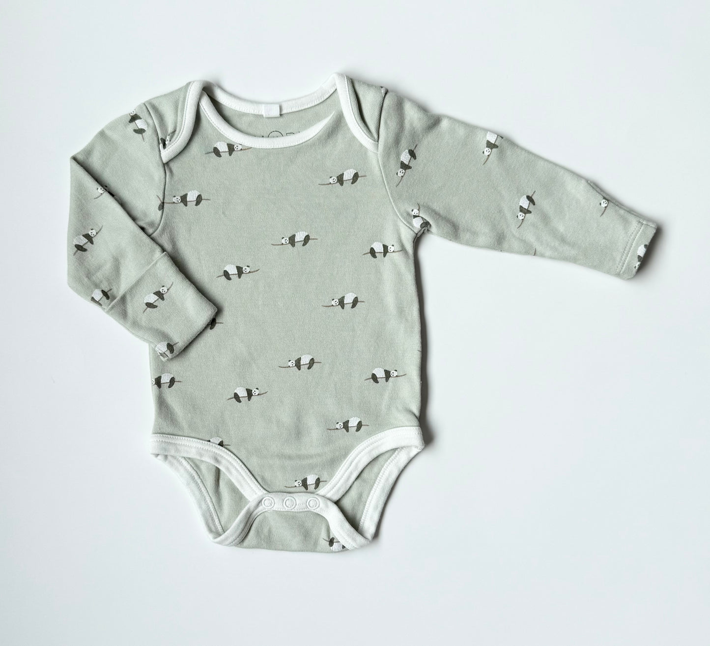 Mori Light Green Panda Bodysuit (3-6 Months)