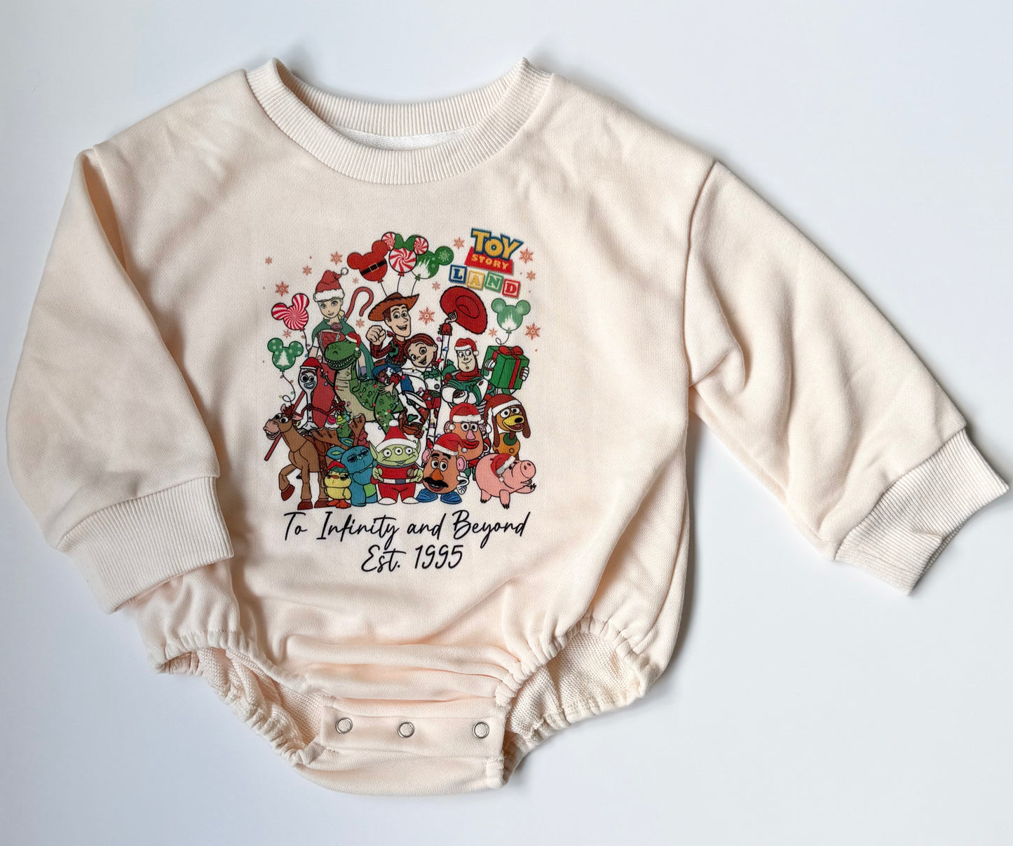 Little Beau Co x Disney Toy Story Christmas Sweater Bubble Romper (12-18 Months)