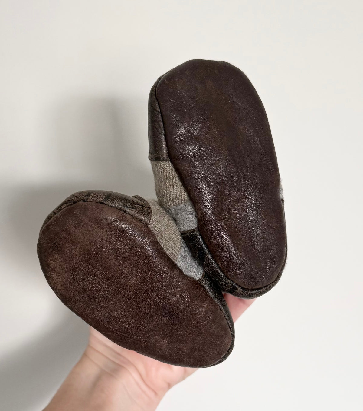 Nooks Grey & Brown Wool Booties (2.5/3)