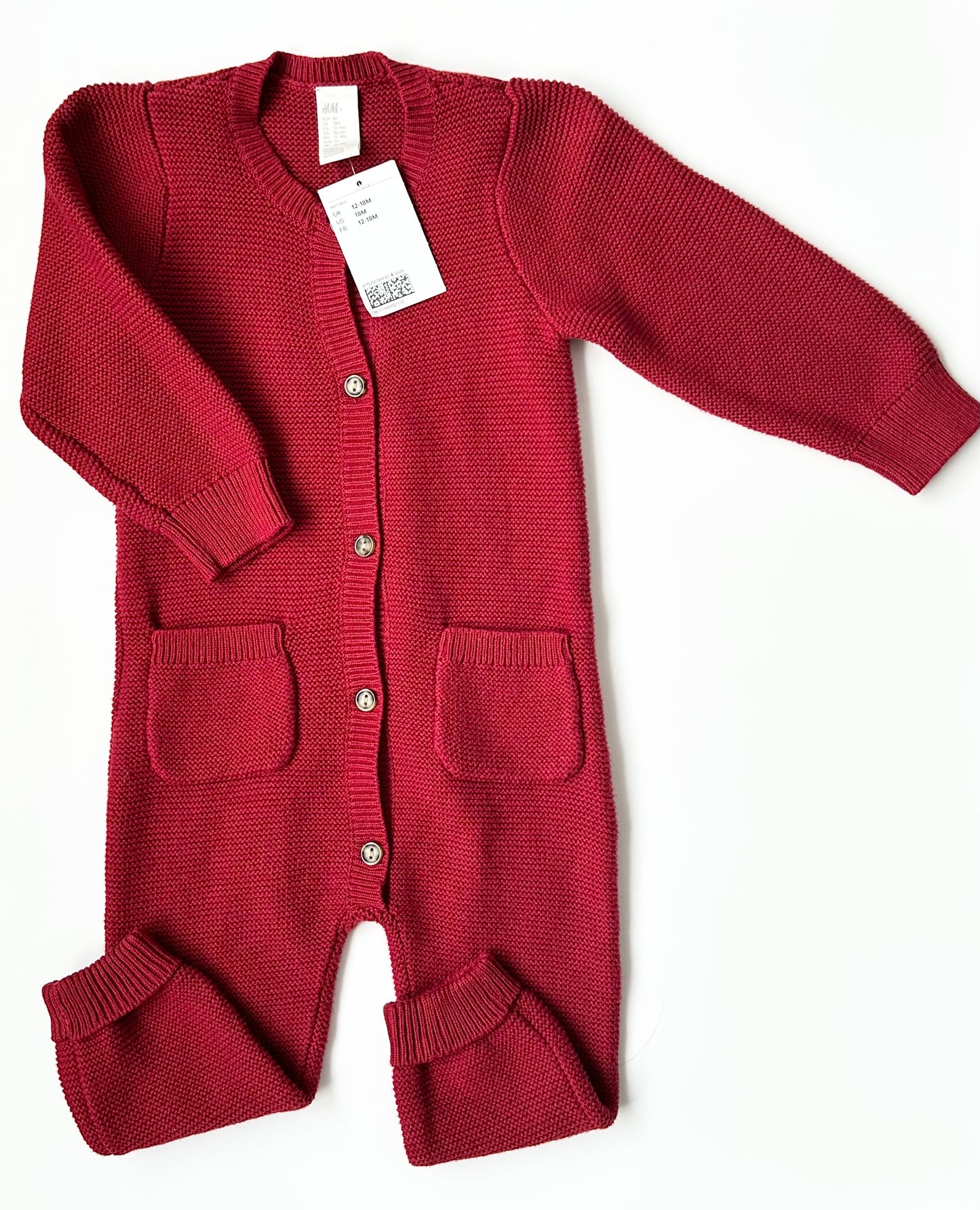 H&M Red Knit Jumpsuit - New (12-18 Months)