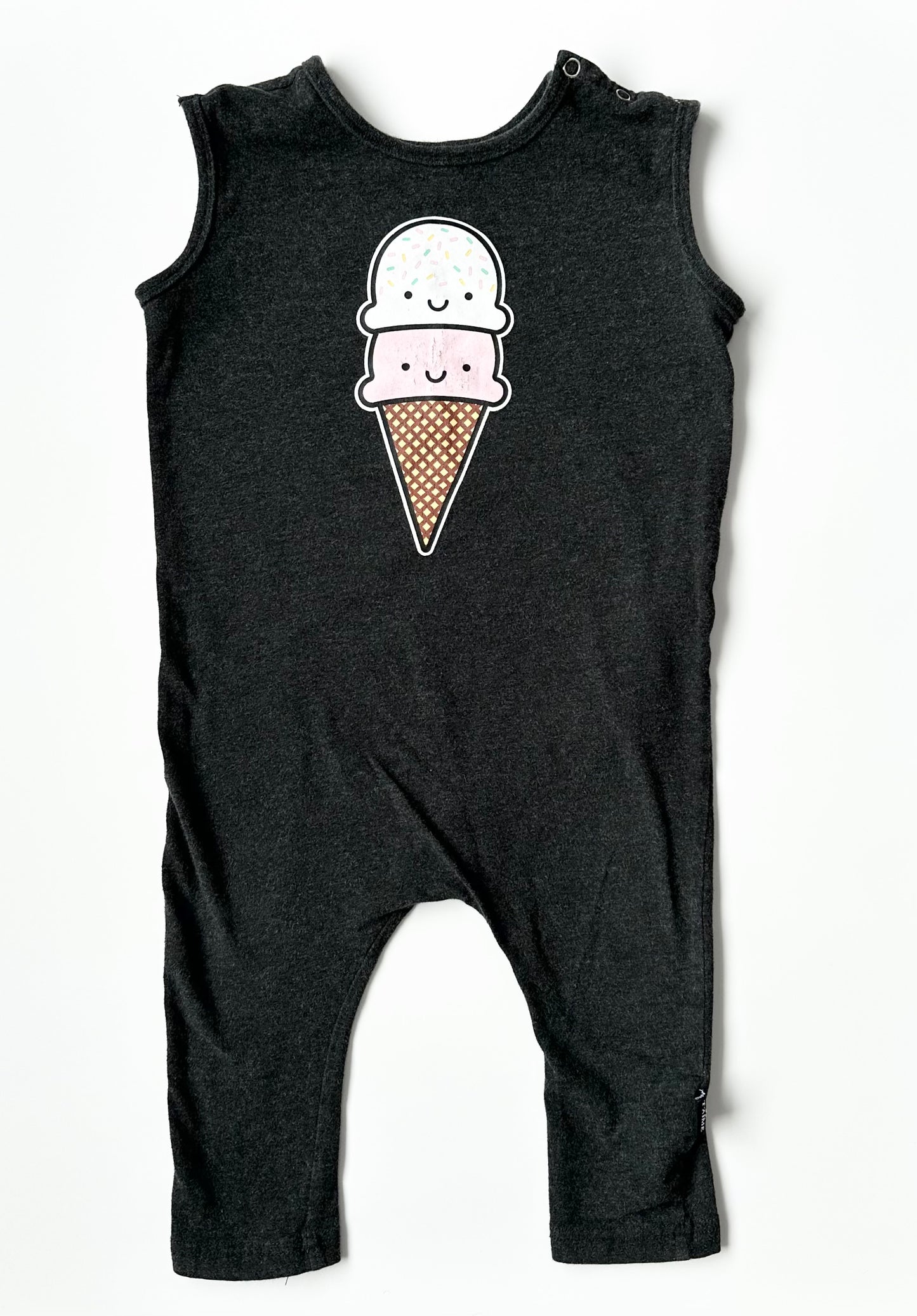Whistle & Flute Ice Cream Dark Grey Sleeveless Romper (1-2 Years)