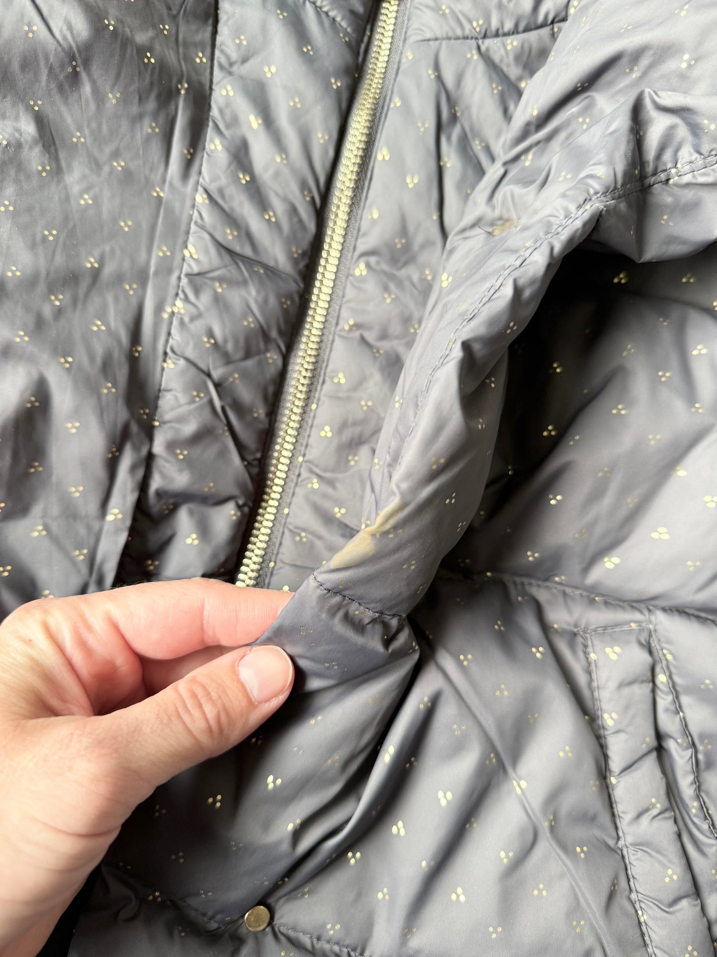 Zara Grey & Gold Polkadot Puffer Winter Jacket (18-24 Months)