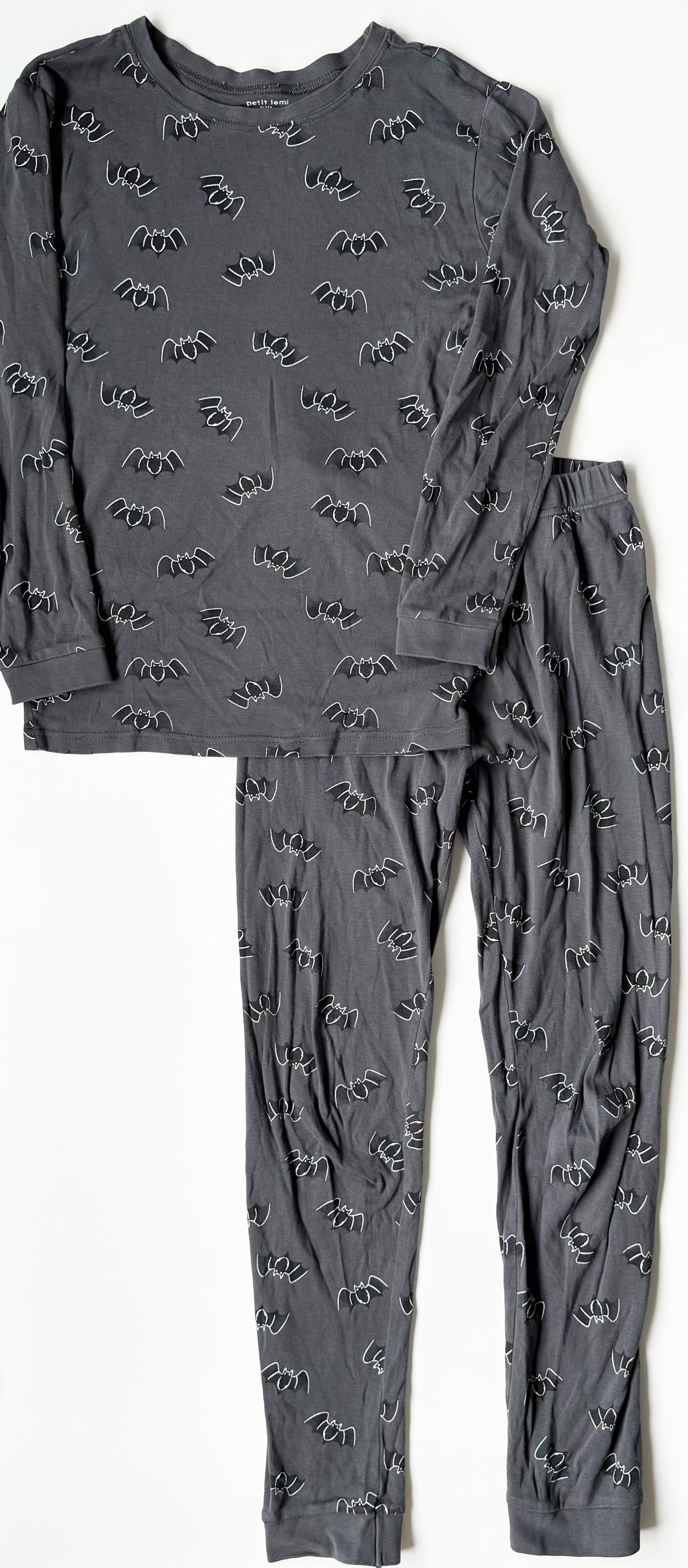 Petit Lem Grey & Black Bats Two Peice PJ Set (14 Years)