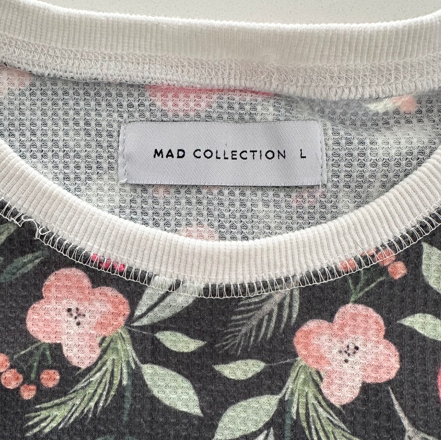 Women’s Mad Collection - Mad About Style Dark Green Floral Two Piece Long Sleeve & Pants PJ Set (Large)