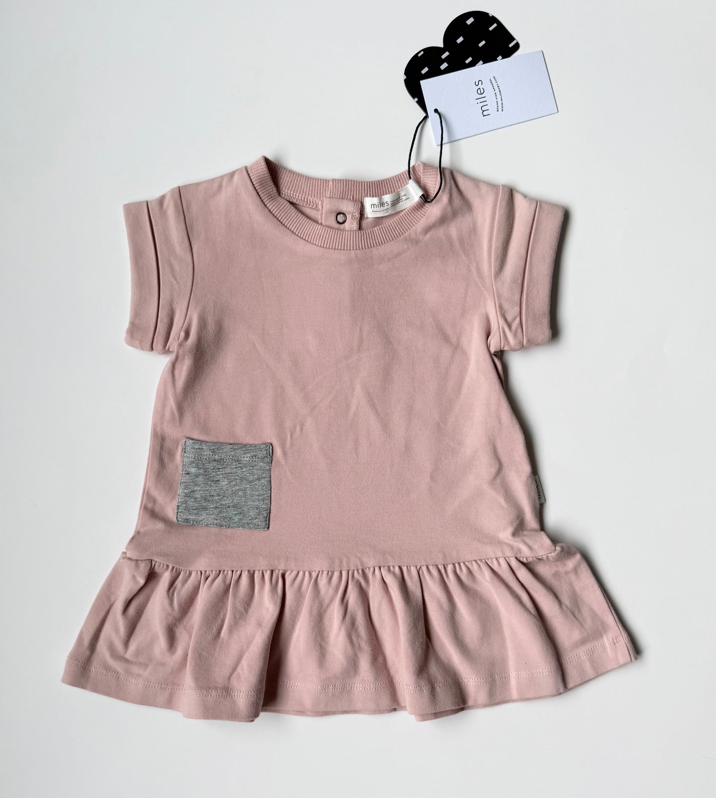 Miles Pink T-Shirt Peplum Dress - New (12 Months)