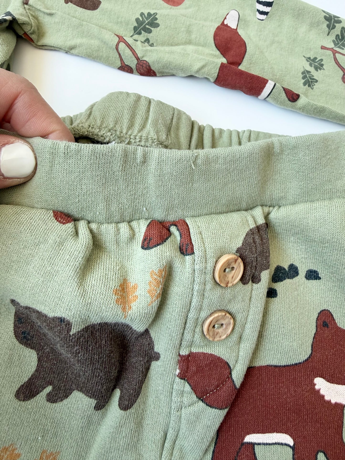 H&M Green Woodland Creatures Long Sleeve & Pants Set (12-18 Months)