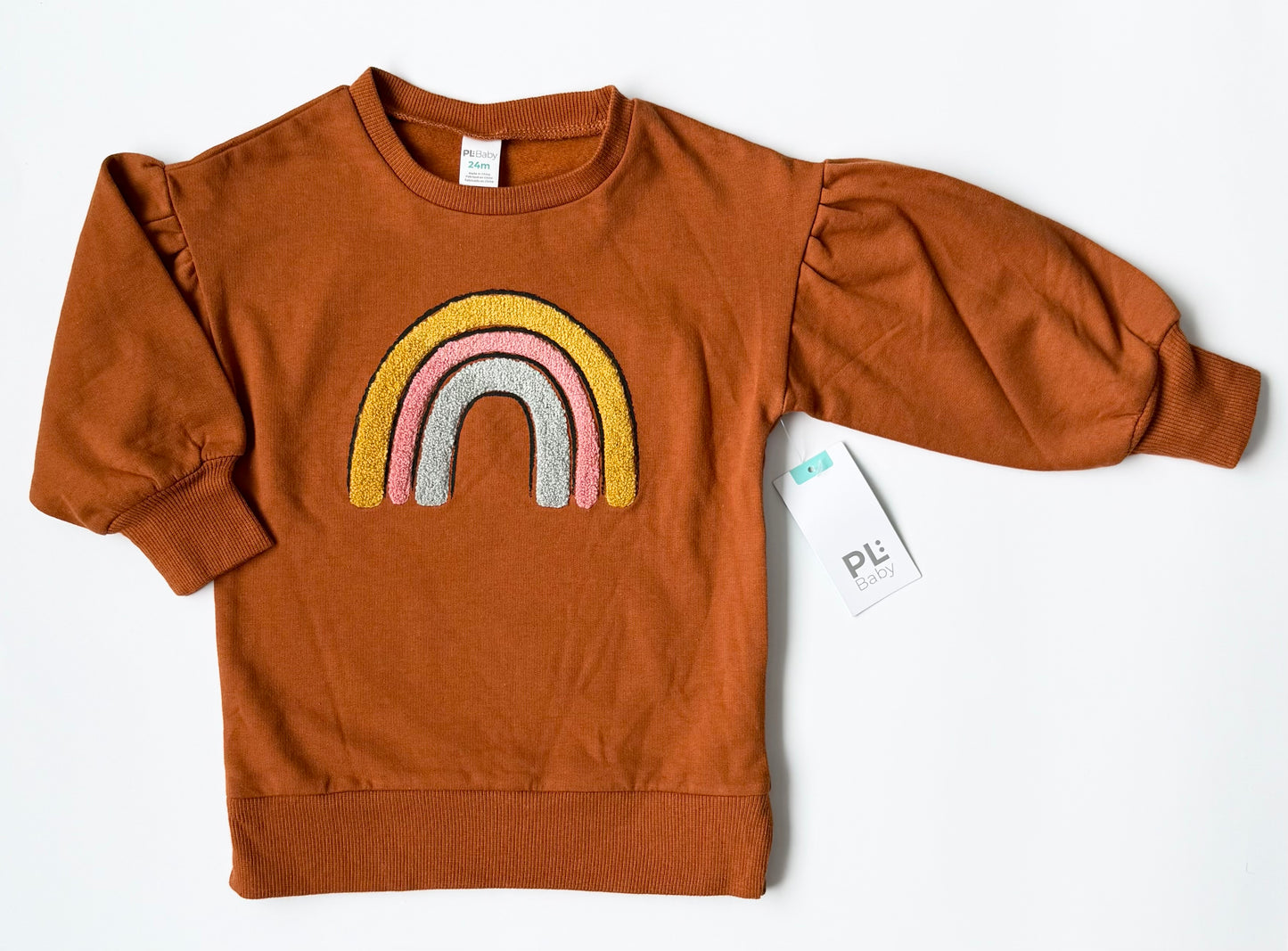 PL Baby Orange Fuzzy Rainbow Sweater - New (24 Months)