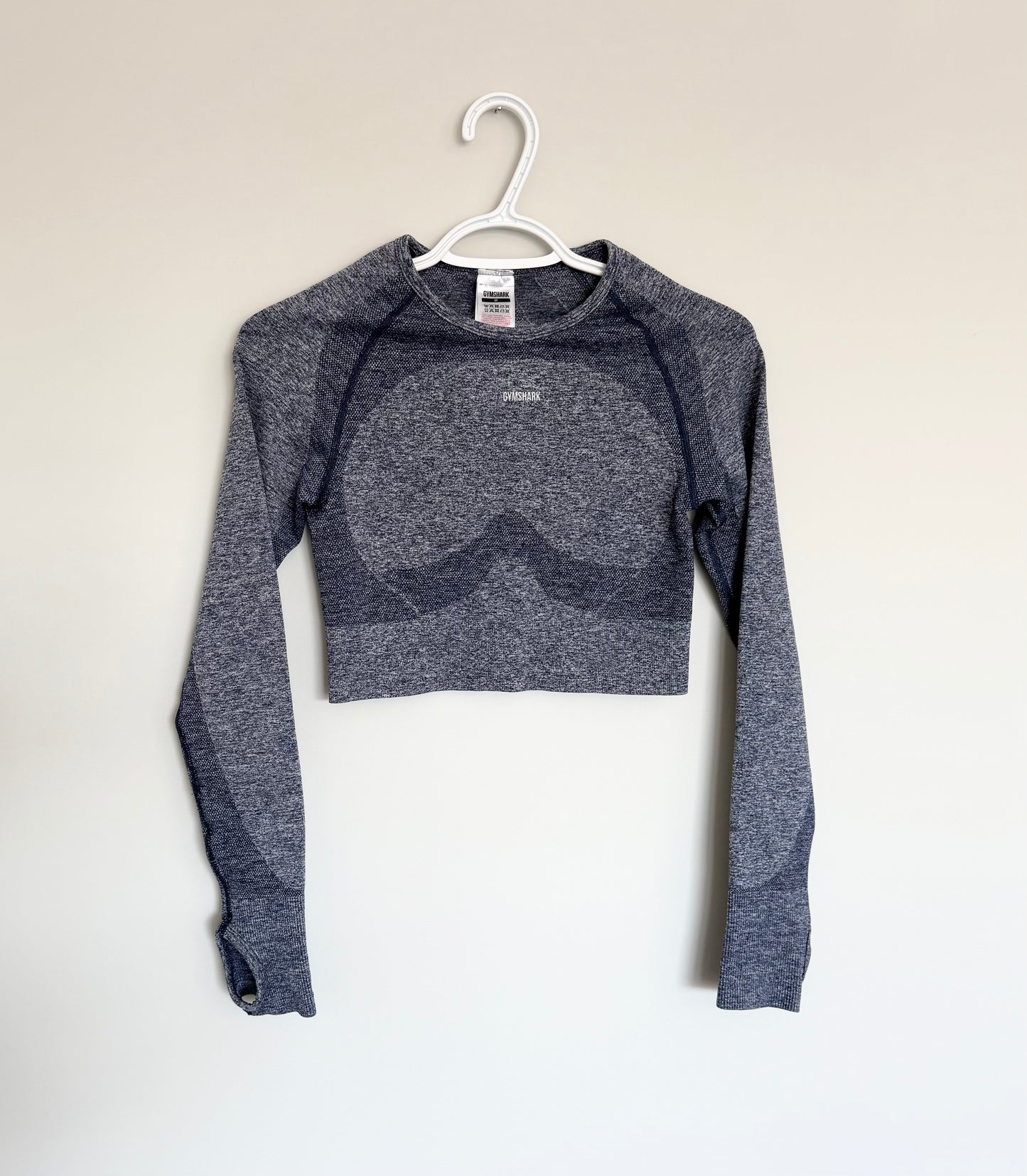 Women’s Gymshark Flex Long Sleeve Crop Top in Navy Marl (Medium)