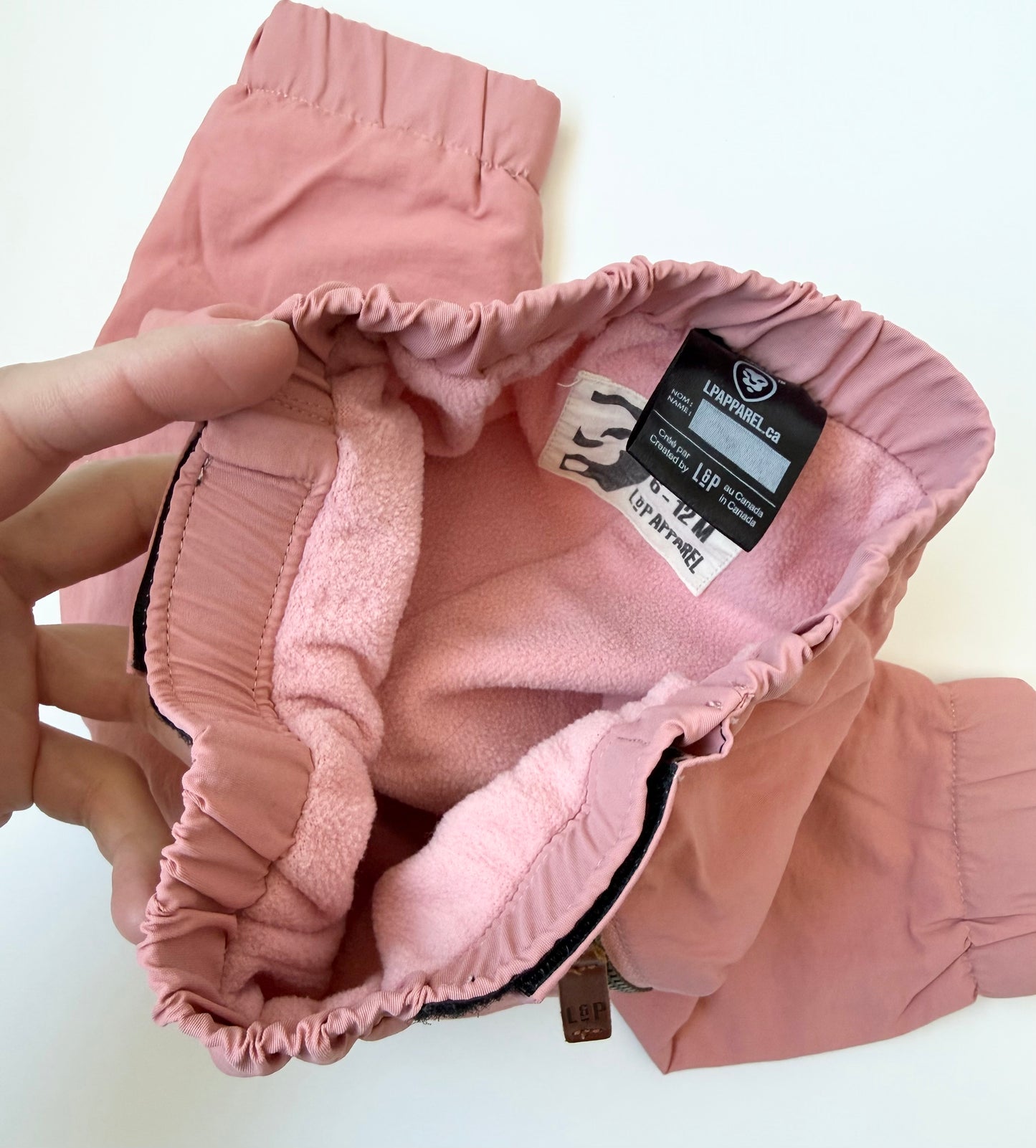 LP Apparel Pink Fleece Lined Wind Pants (6-12 Months)