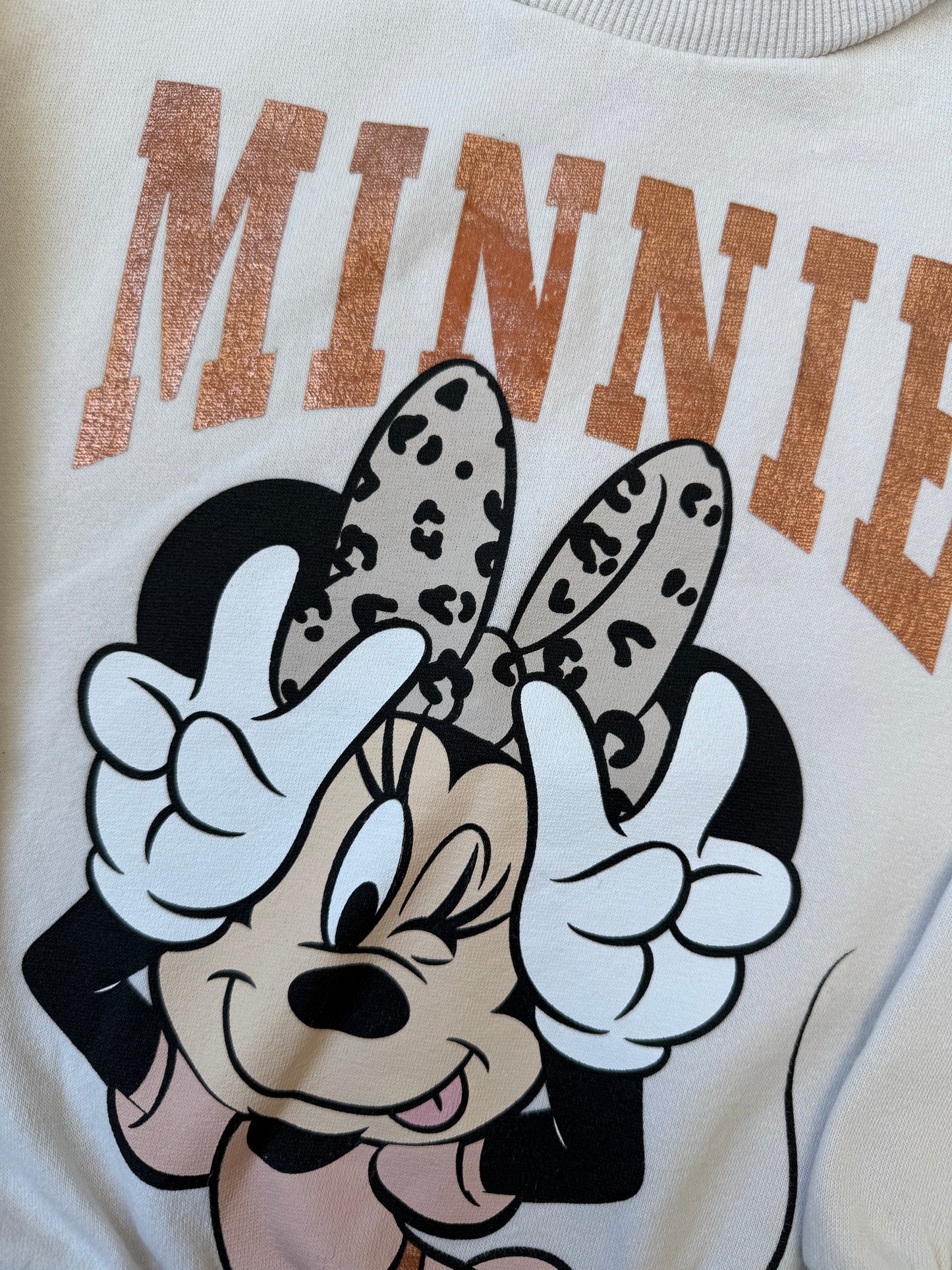 H&M Disney White & Cheetah Bow Minnie Mouse Sweater (2-4 Years)