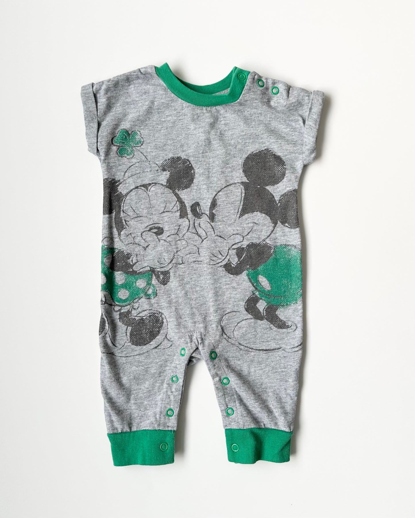 Disney Baby St.Patrick’s Day Green & Grey Sleeveless Romper (0-3 Months)