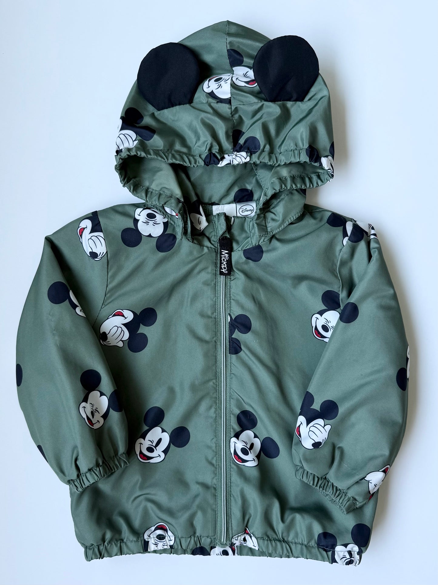 H&M x Disney Green Mickey Fleece Lined Wind Breaker (9-12 Months)