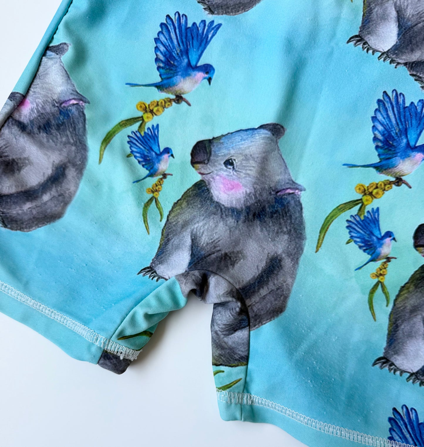 Cheeky Chickadee Turquoise Koala Rashguard Swimsuit (3T)