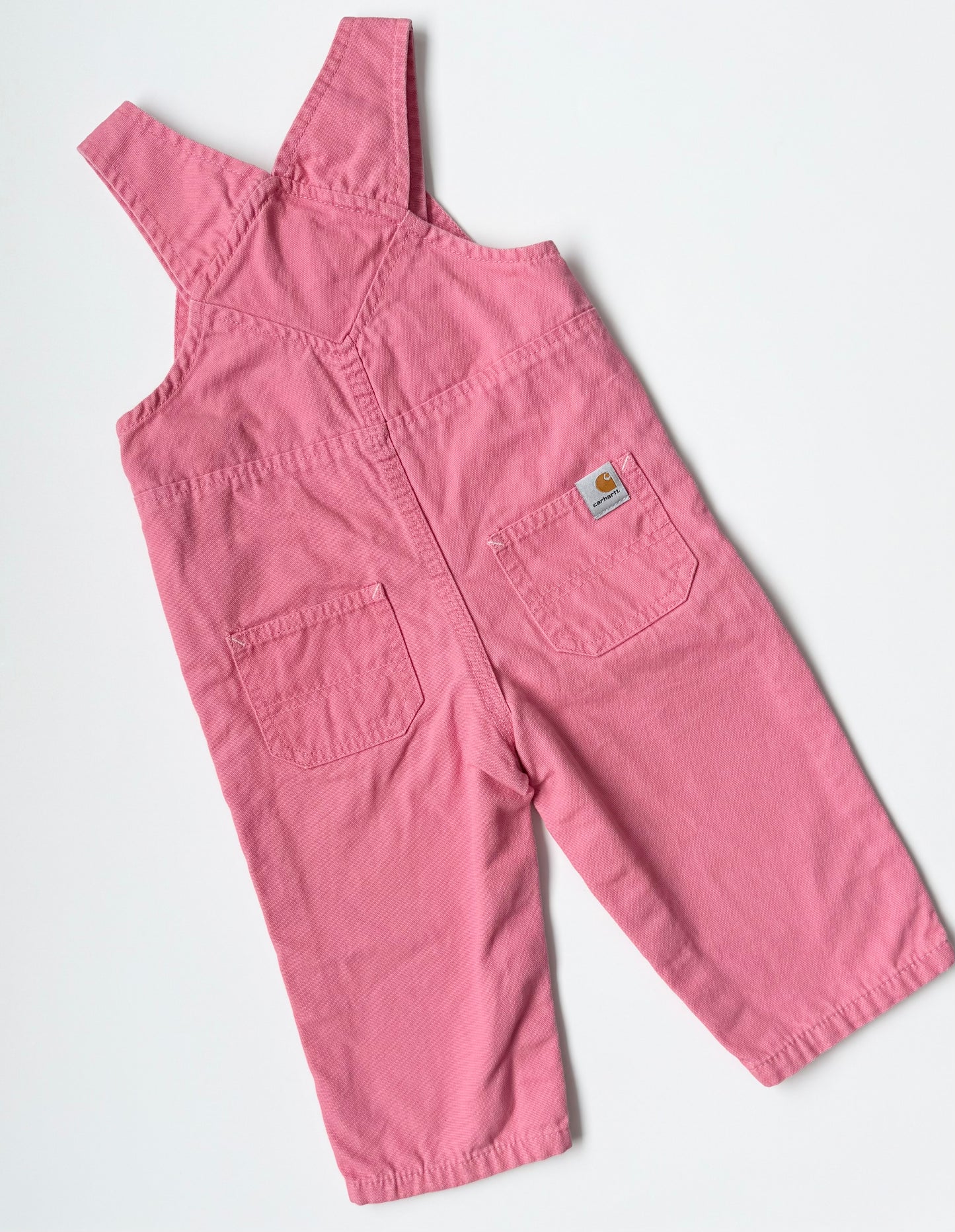 Carhartt Pink Garden Stitching Canvas Bib Overalls (12 Months)